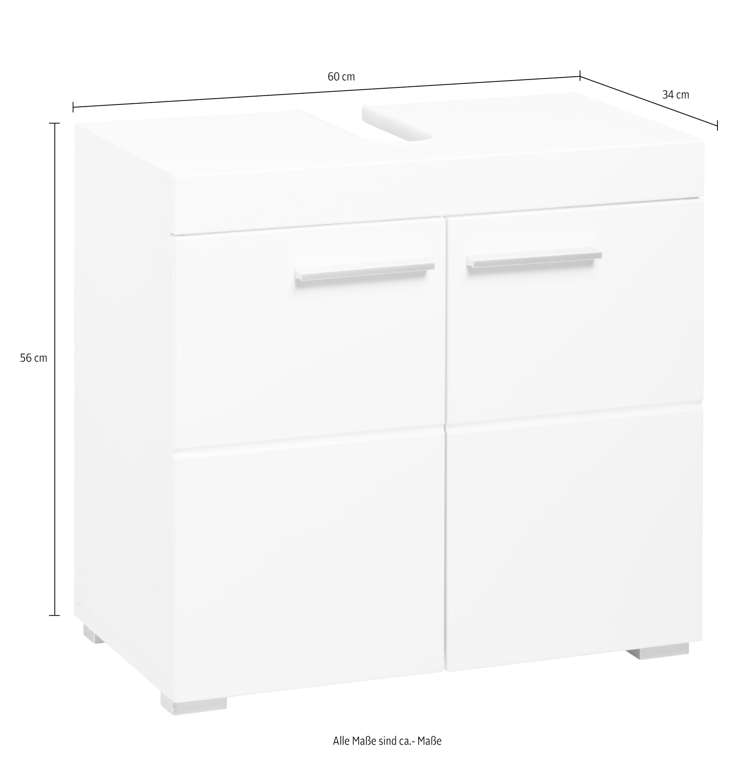 welltime Waschbeckenunterschrank »Avena« Waschtisch 2türig- Aussparung 26/8 cm - (B/T/H) 60/34/56 cm