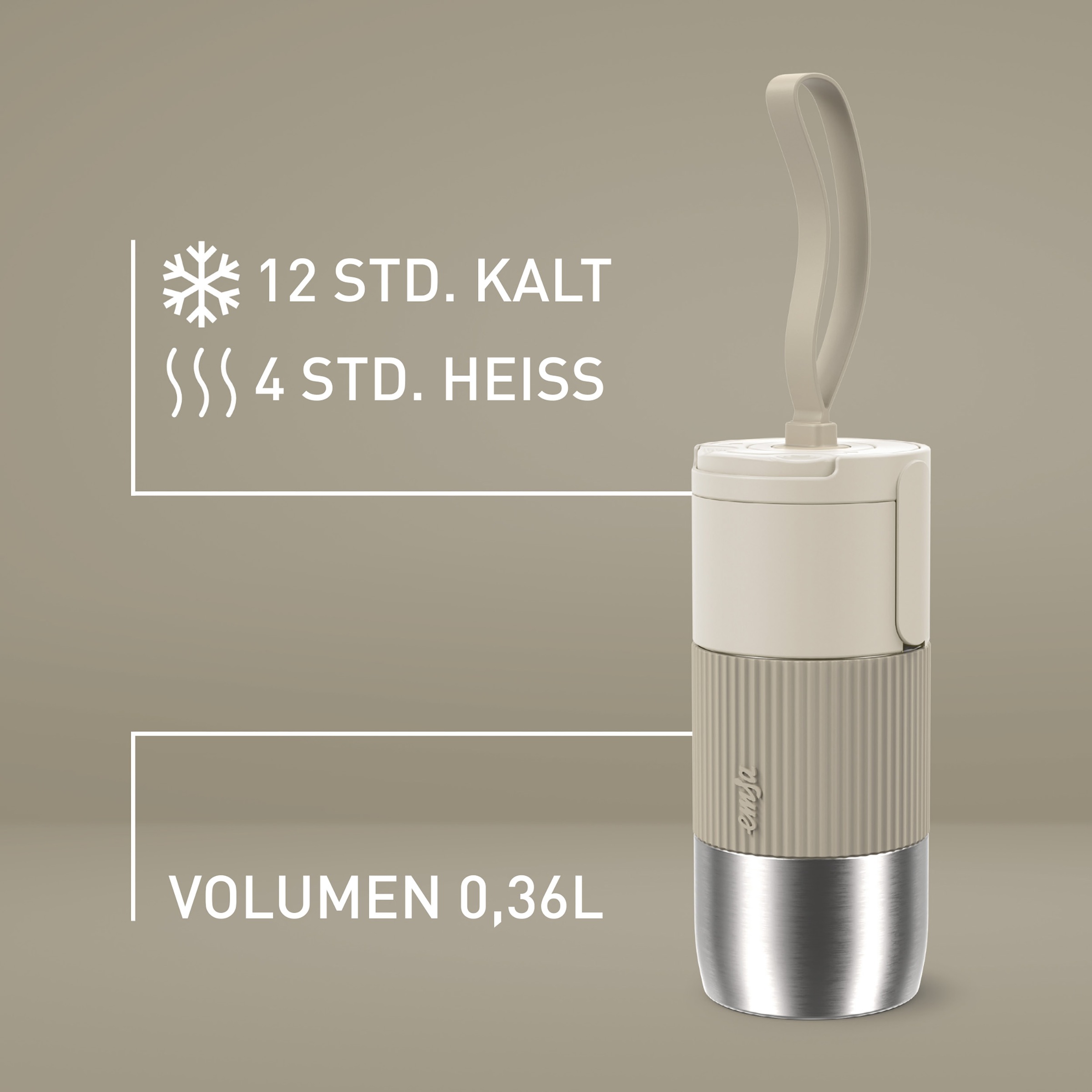 Emsa Thermobecher »beYou« 0,36 L, 4h warm, 12h kalt, 100% dicht, spülmaschinenfest, Trageband