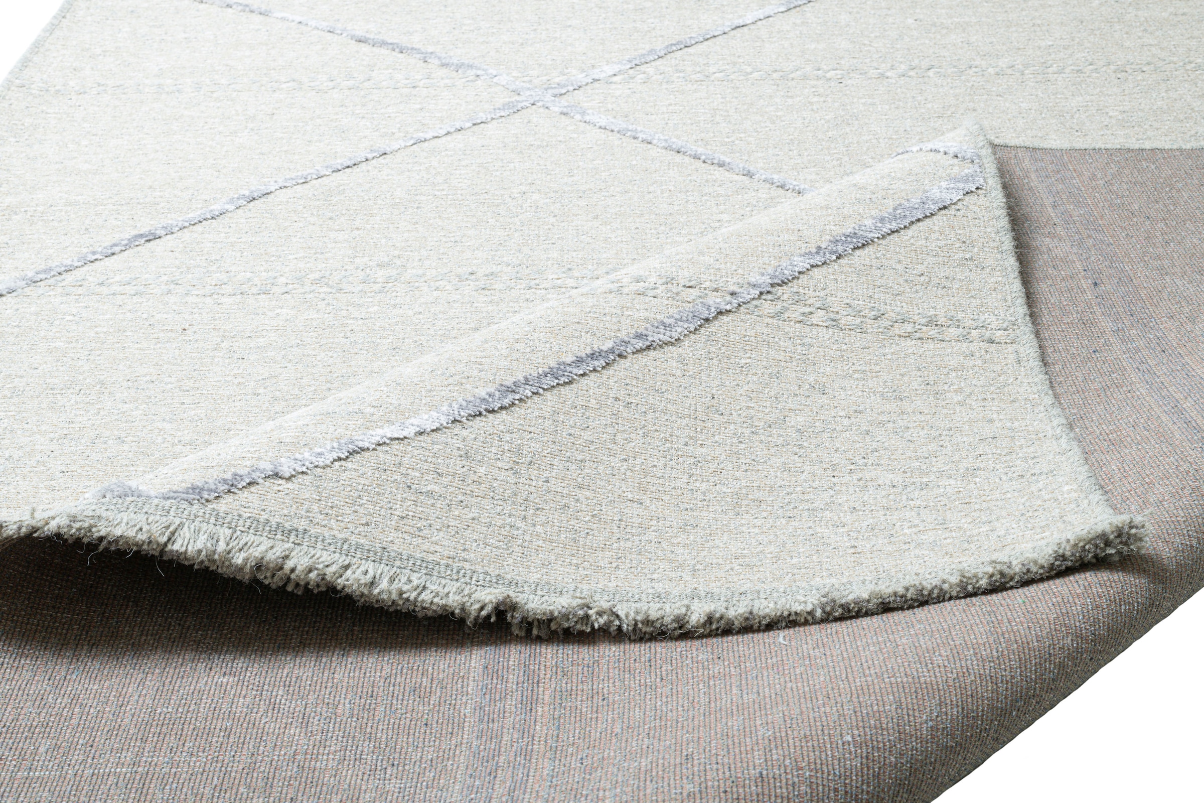 Sansibar Teppich »Braderup«, rechteckig, 2 mm Höhe, Flachgewebe, modernes Scandi Design, Motiv Rauten, mit Fransen