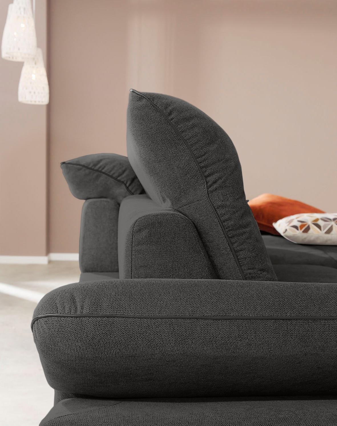 W.SCHILLIG Ecksofa »enjoy&MORE, Designsofa, elegant und bequem, L-Form«, Sitztiefenverstellung, Füße bronze pulverbeschichtet, Breite 294 cm