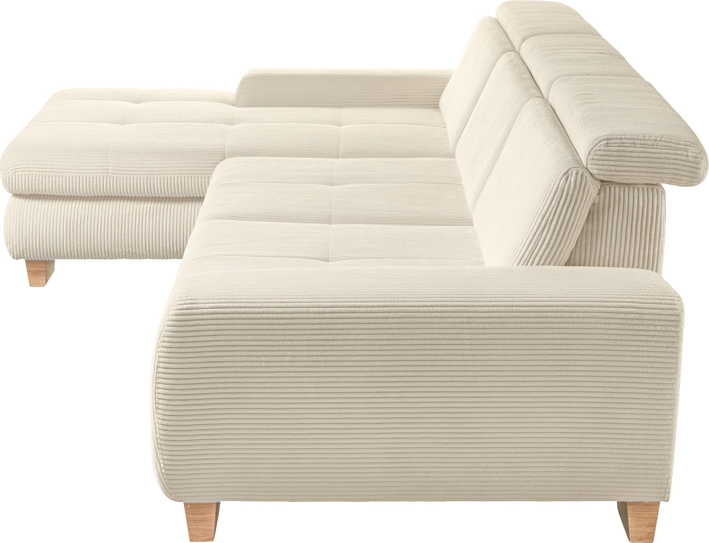 set one by Musterring Ecksofa, whlw. mit Funktion, Kaltschaum, in Cord, natur, Sitzhöhe 49