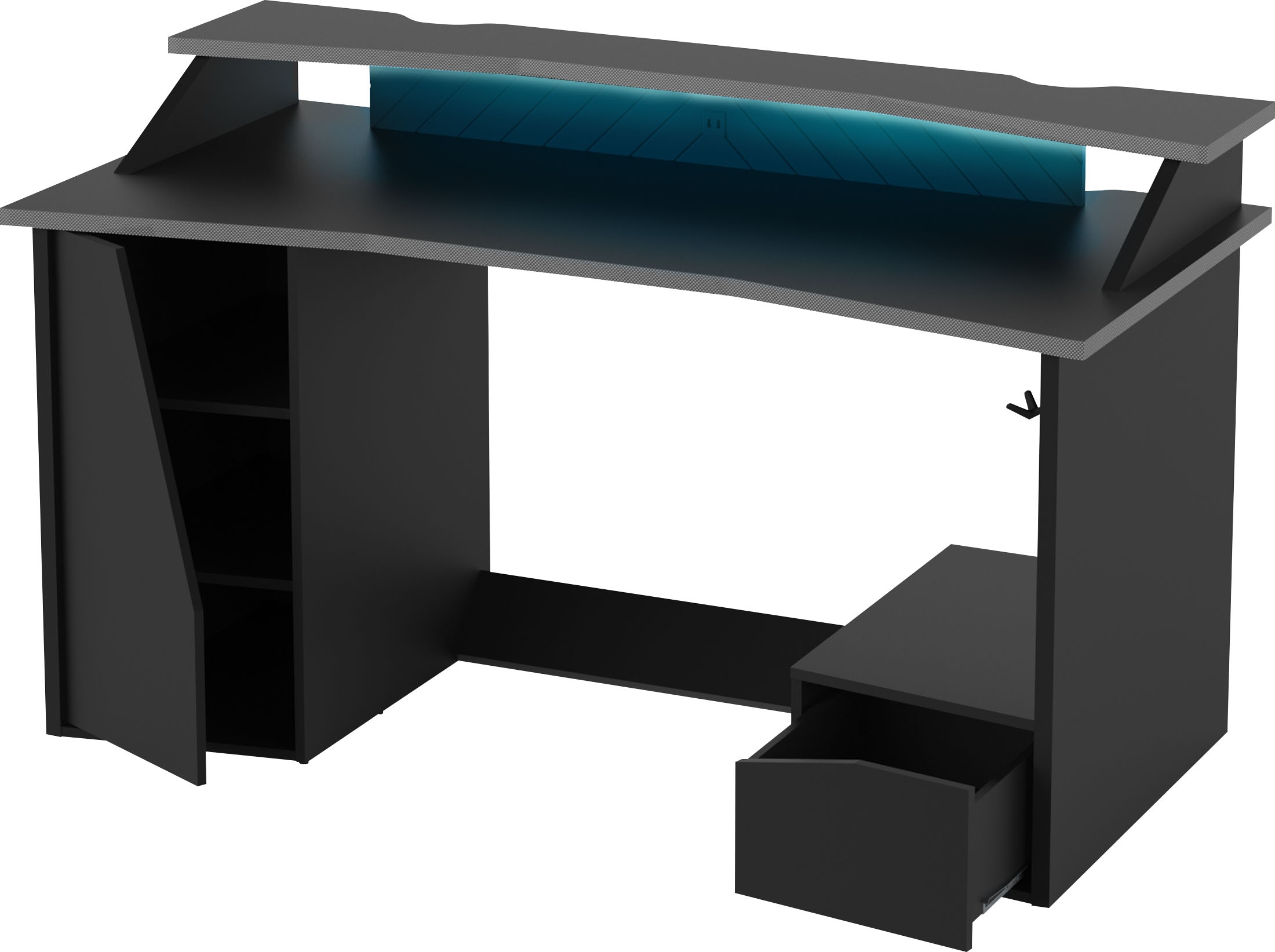 Demeyere GROUP Schreibtisch »Venom«, Gaming Schreibtisch Matt Schwarz mit 1 Headset-Halter