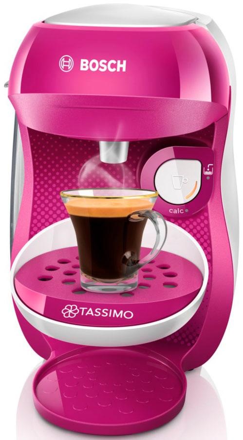 TASSIMO Kapselmaschine »Happy TAS1001, über 70 Getränke, platzsparend«, vollautomatisch, geeignet für alle Tassen, Wassertank 0,7 L, Weiß/Rosa