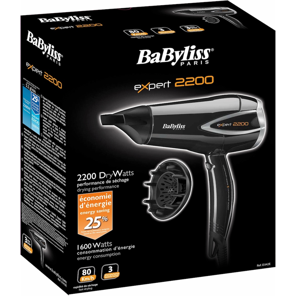 BaByliss Haartrockner »D342E«, 2300 W, 2 Aufsätze, energiesparend