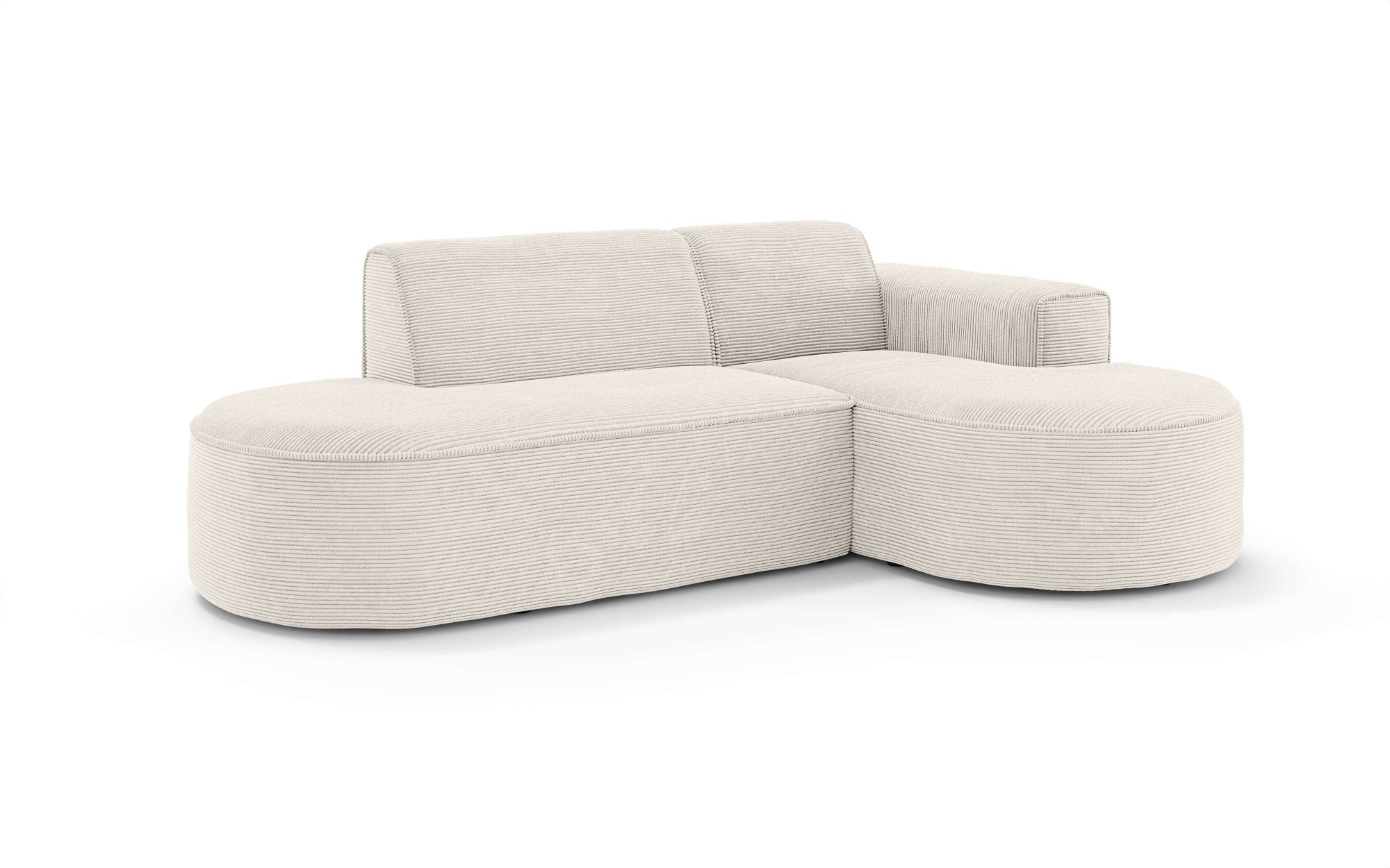 OTTO home Ecksofa »ADELLA Design-Sofa mit Recamiere rechts/links, 248/159/76 cm«, L-Form mit Wellenunterfederung, runde Form, auch in Cord