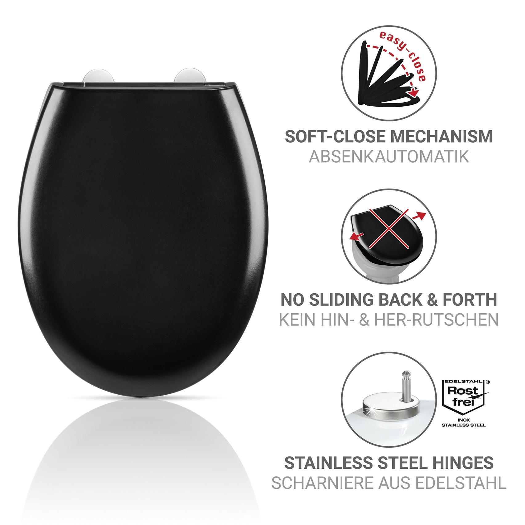 WENKO WC-Sitz »Rieti« strapazierfähiger Toilettensitz, belastbar bis 350 kg, Absenkautomatik