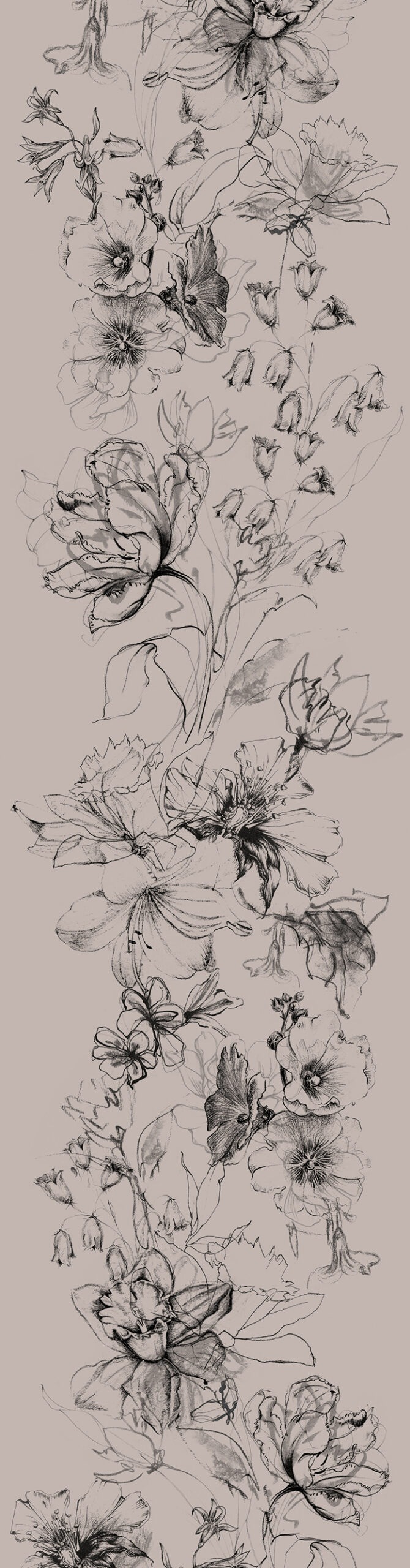 Marburg Vliestapete Blumen Crushed-Optik Modern 270 cm x 70 cm Greige günstig online kaufen