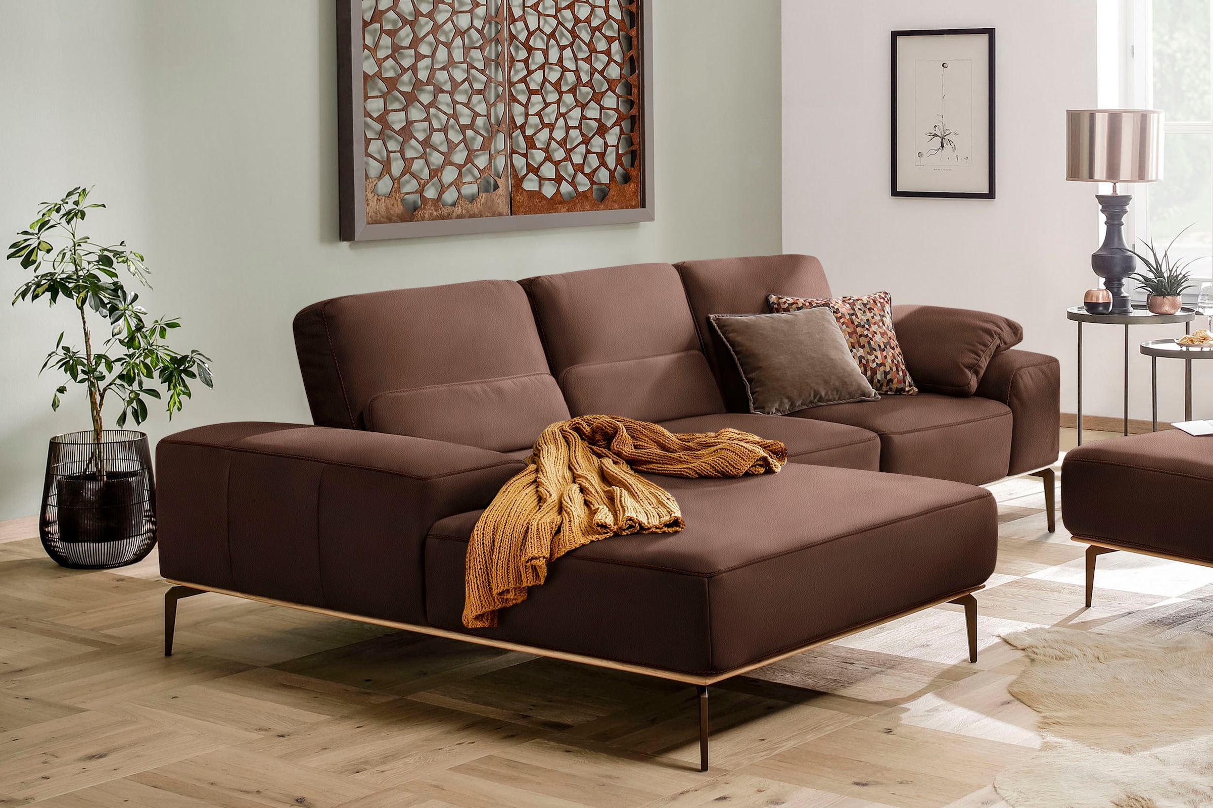 W.SCHILLIG Ecksofa "run", mit Holzsockel, Füße in Bronze pulverbeschichtet, günstig online kaufen