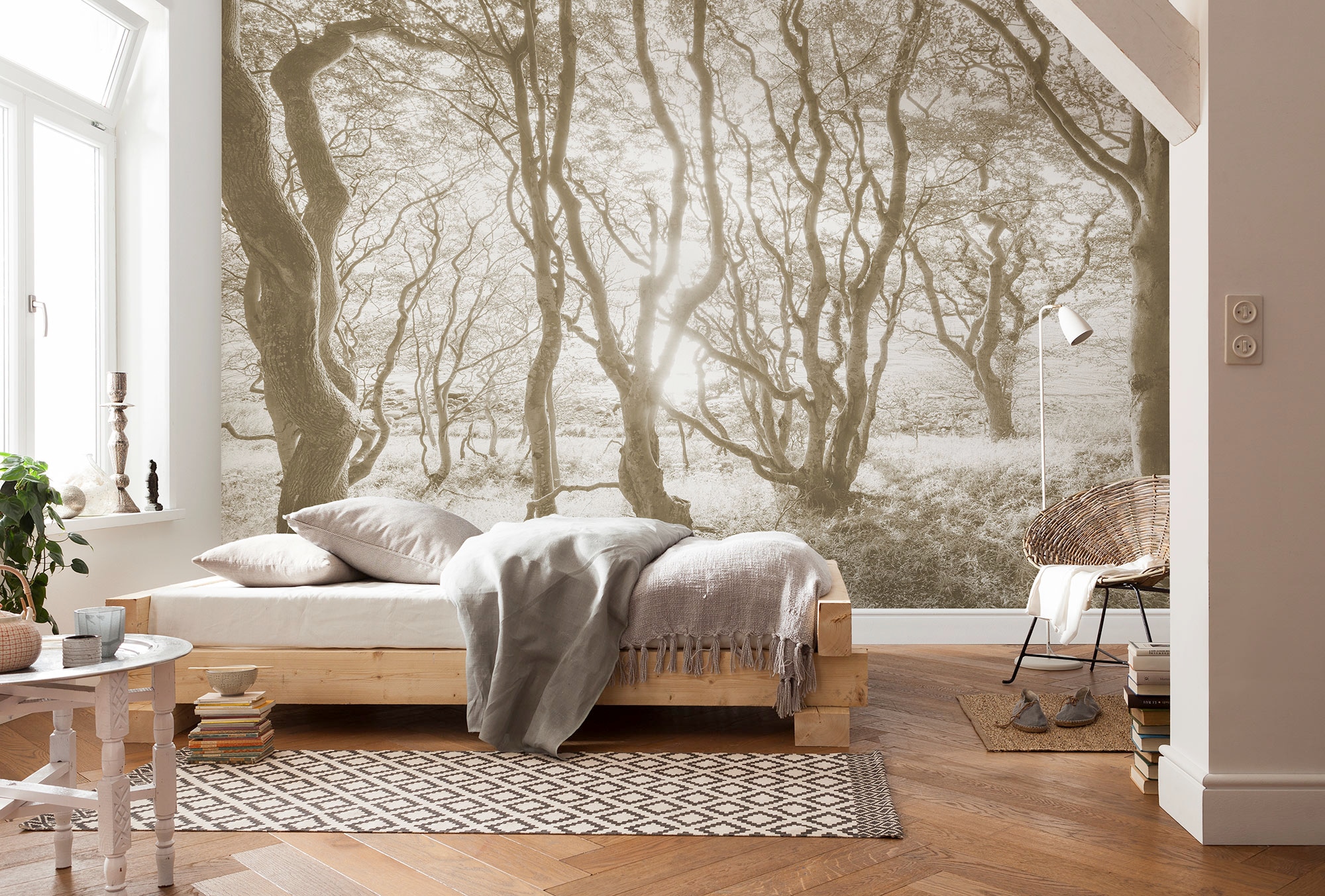 Komar Fototapete »Digitaldruck Vlies - Bleached Birch - Größe 400 x 250 cm«, bedruckt-floral-geblümt-gemustert-tropisch, Wohnzimmer, Schlafzimmer