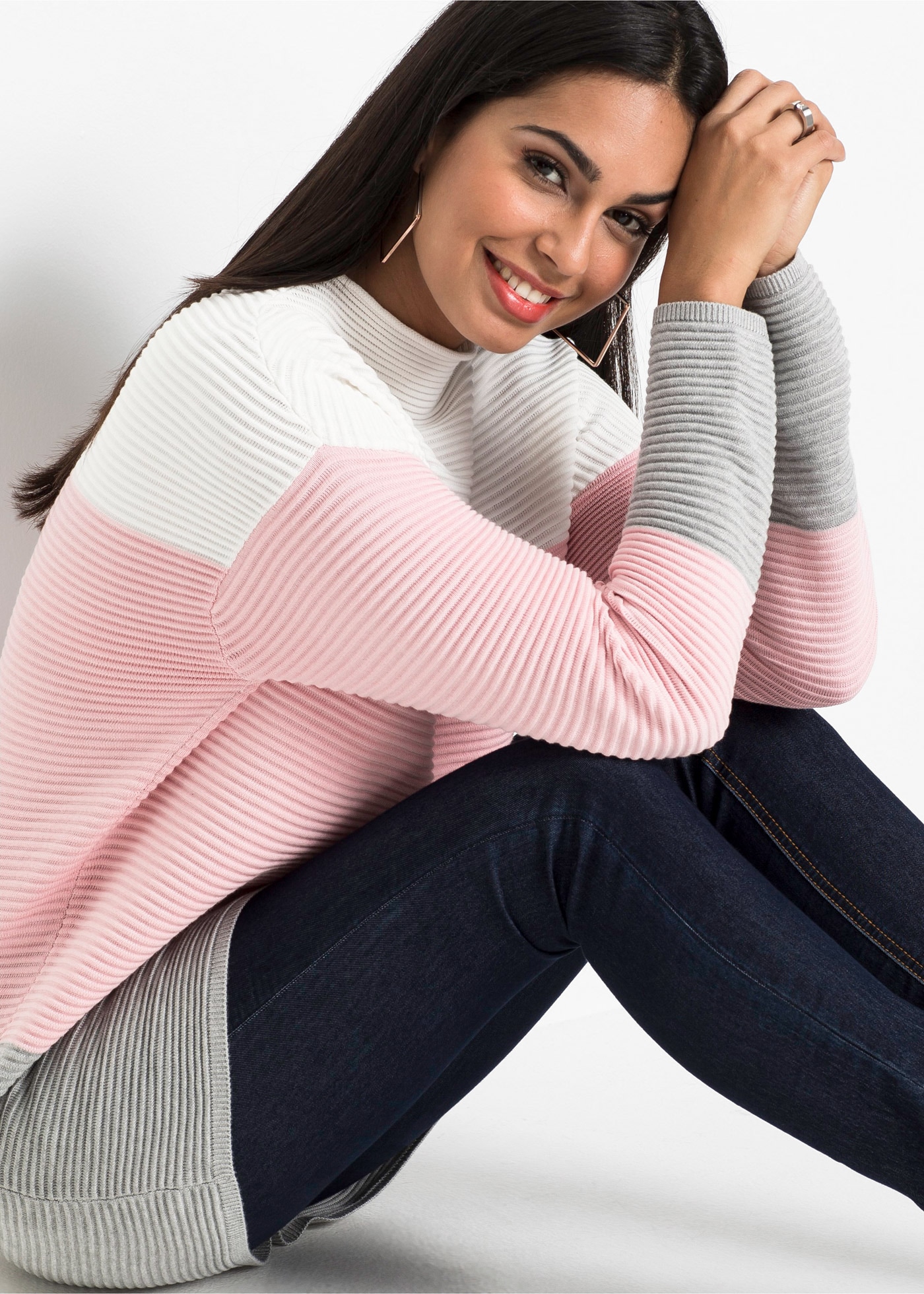 bonprix Longpullover »Gestreifter Long-Pullover« Gestreifter Long-Pullover