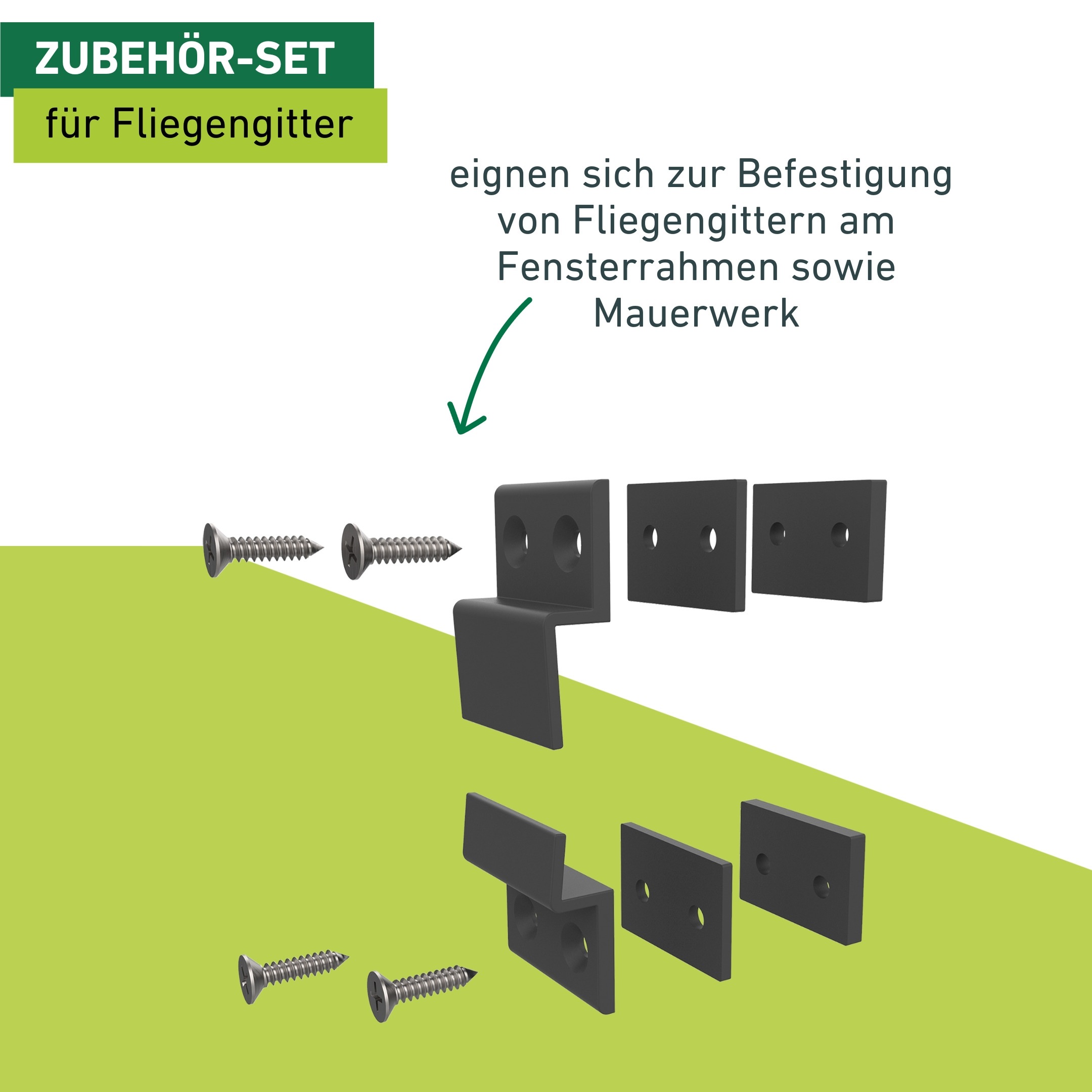 Windhager Zubehör-Set »zur Befestigung von Fliegengittern an Fensterrahmen oder Mauerwerk« Insektenschutz Einhängewinkel erhältlich in weiß, anthrazit, 4 Stk.