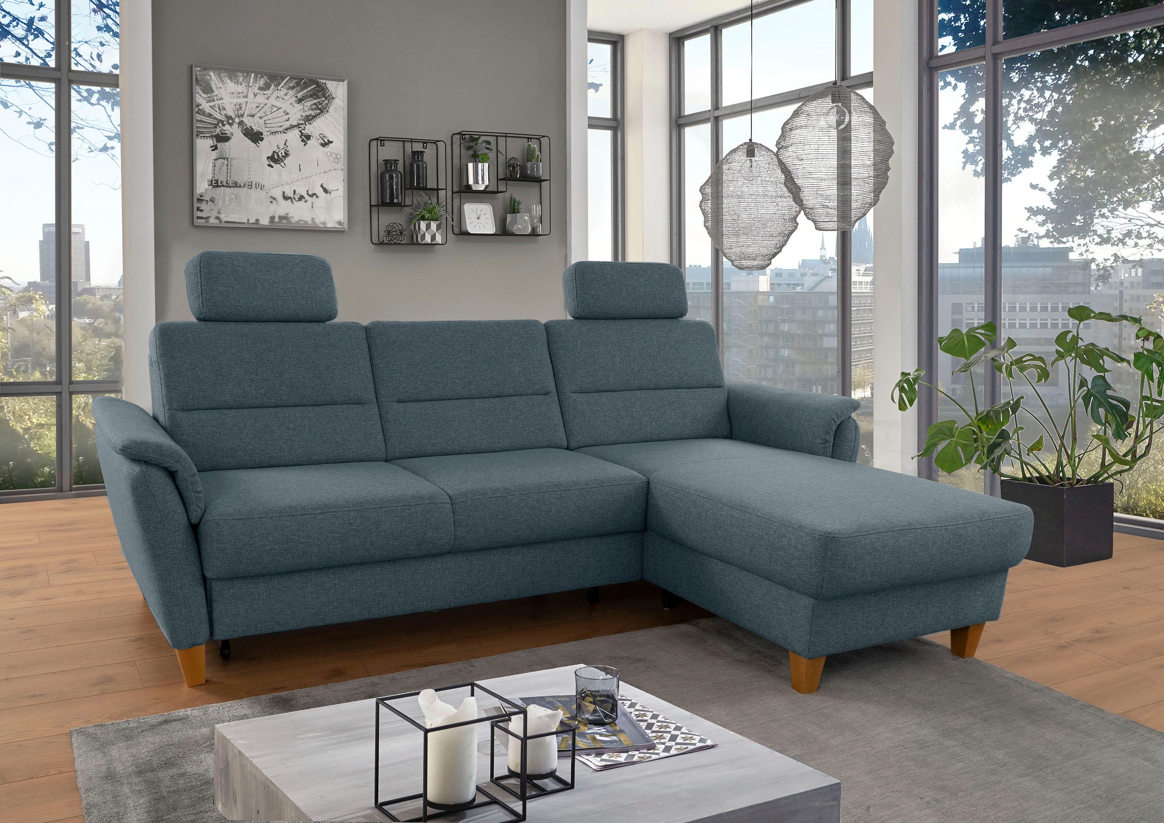 Home affaire Ecksofa »Palmera L-Form, B: 244 cm« optional Bettfunktion & Be günstig online kaufen