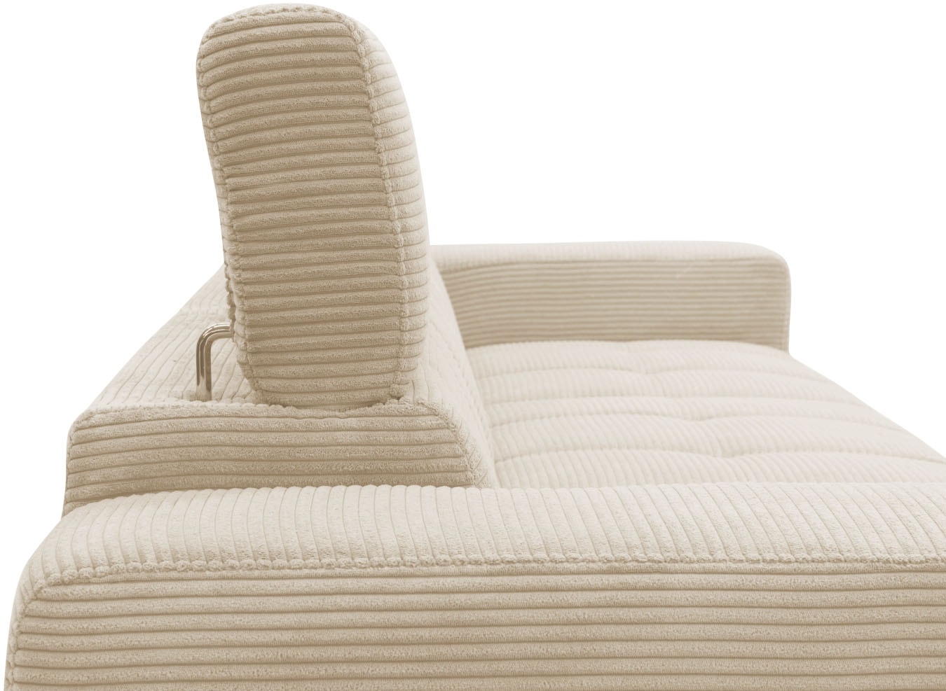 DOMO collection Ecksofa »Trento L-Form, mit Kufenfuß oder Einzelfuß«, wahlweise mit Kopfteilverstellung, Recamiere links/rechts bestellbar