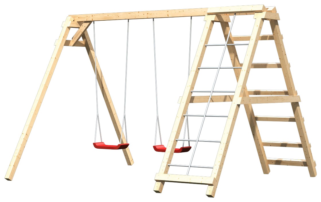 KONIFERA Doppelschaukel »Felix« BxTxH: 308x264x213 cm natur/rot