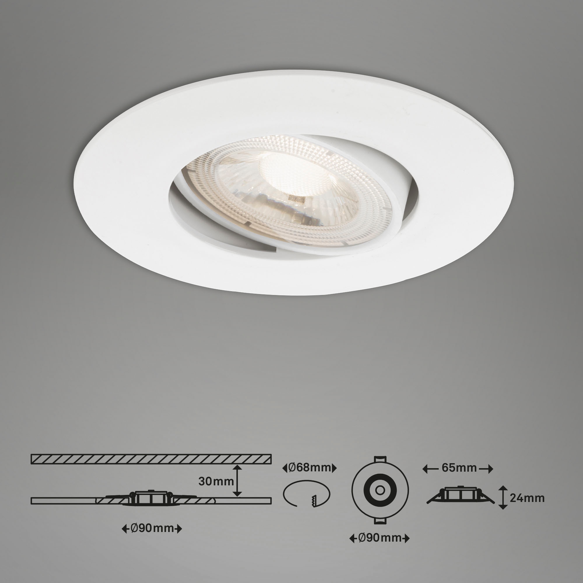 Briloner Leuchten LED Einbauleuchte »7048036 KULANA«, Leuchtmittel LED-Board | LED fest integriert, 3er Set, Strahler schwenkbar, stufenlos dimmbar, weiß