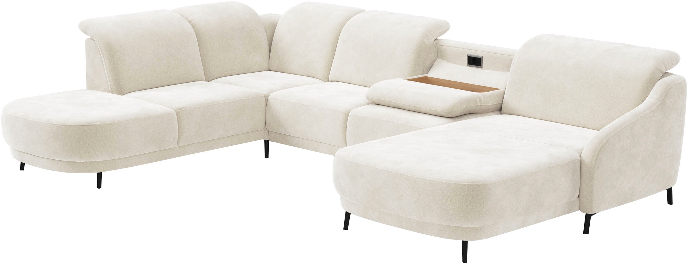 sit&more Wohnlandschaft »Blues U-Form«, inkl. Kopfteilverstellung, wahlweise mit Klapptisch und USB