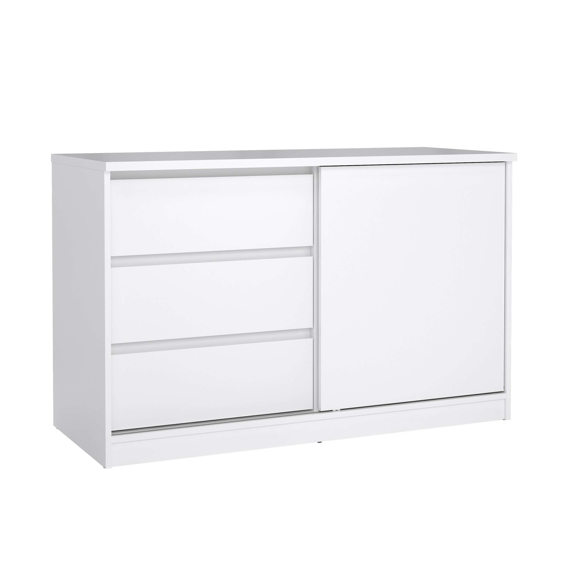 INOSIGN Sideboard »Naia Aufbewahrung, Schuhkommode, Stauraumkommode, Schuhschrank,«, Kommode mit 1 Schiebetür und 3 Schubladen, Breite 119 cm, Höhe 76 cm