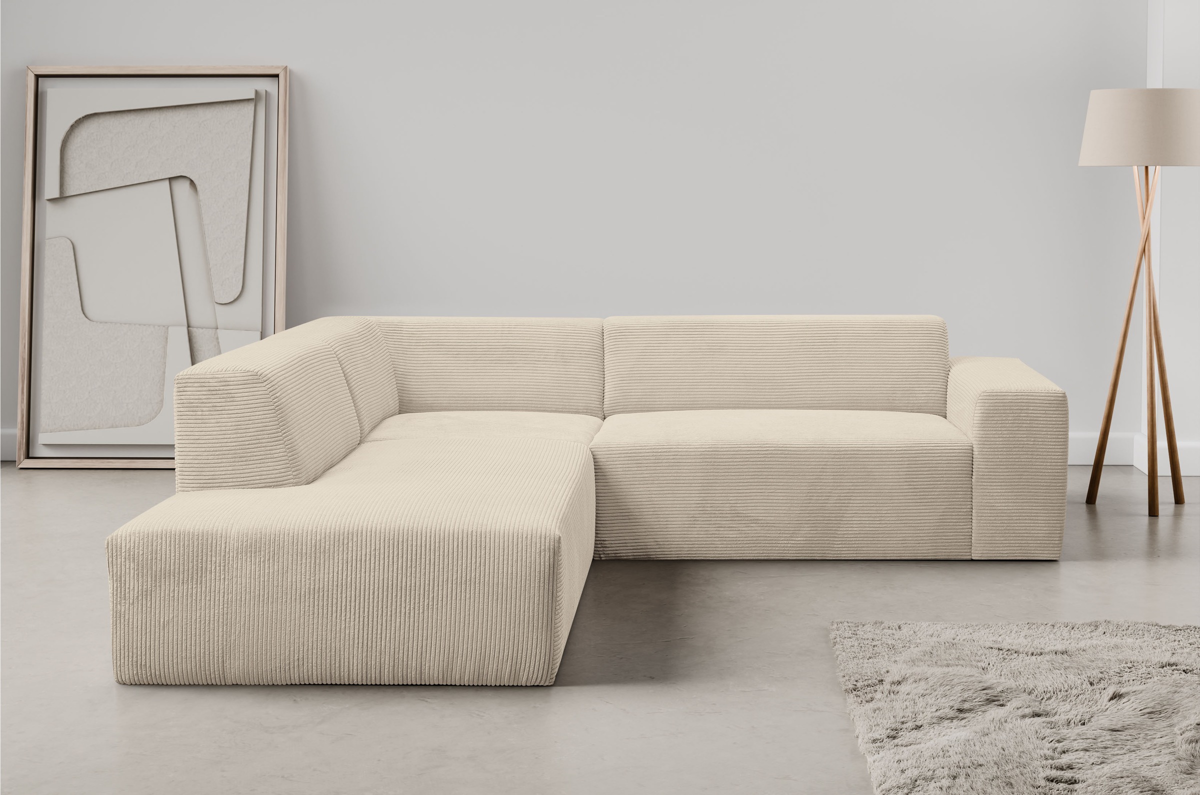 WERK2 Ecksofa »Zeus-M, tolles Sofa mit schönen Details, L-Form«, Curvy Tren günstig online kaufen