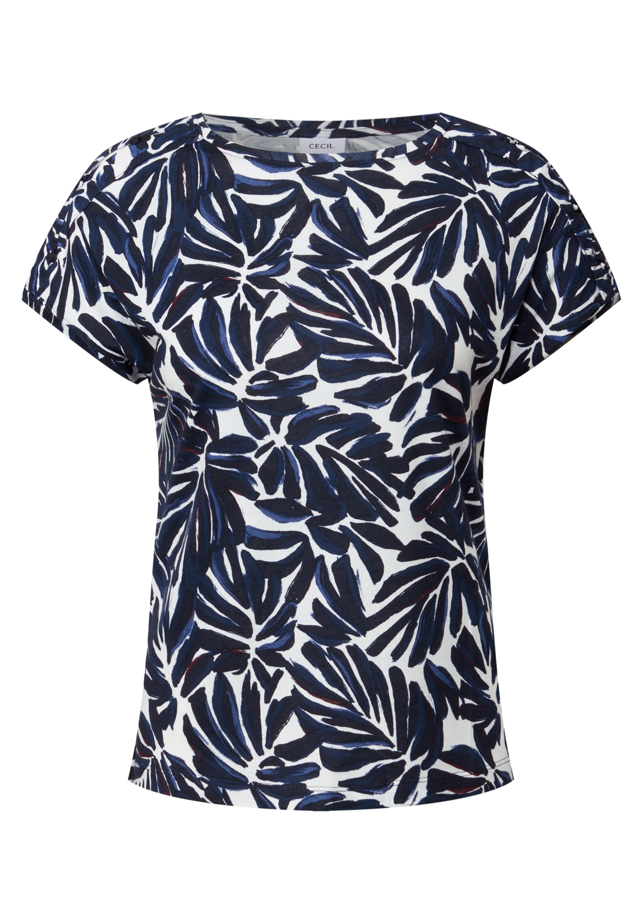 Cecil T-Shirt, mit Knopfdetail an den Schultern und grafischem Print