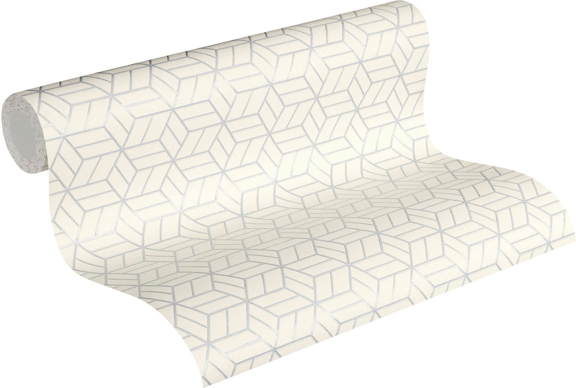 living walls Vliestapete »Metropolitan Stories Lizzy London«, 3D-Optik-geometrisch-grafisch, Grafik Tapete Geometrisch Metallic Tapeten Wohnzimmer Schlafzimmer