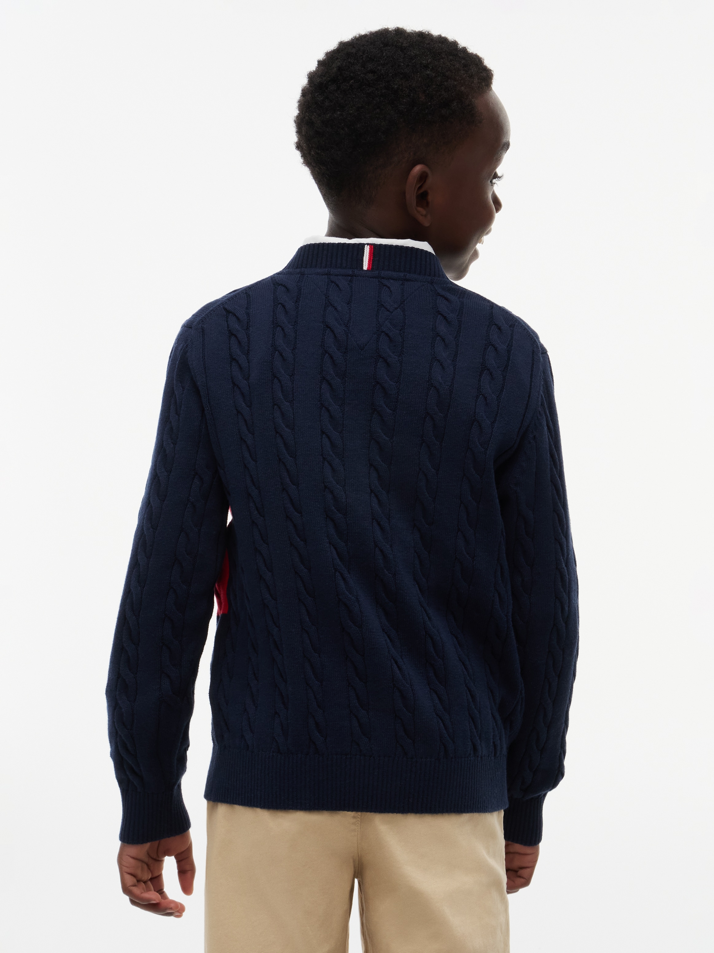 Tommy Hilfiger Strickpullover Zopfmuster, Regular Fit, reine Baumwolle, Kinder bis 16 Jahre