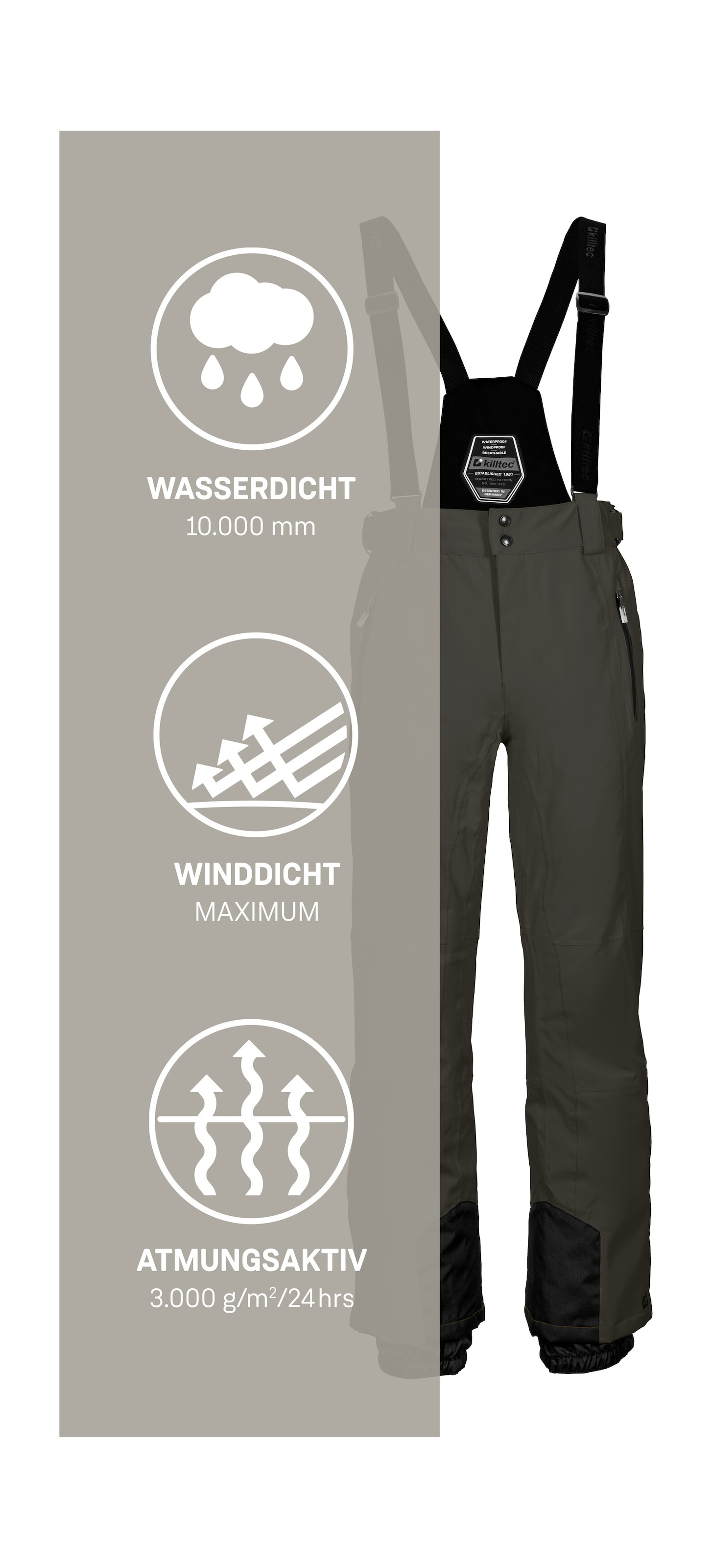 Killtec Skihose »KSW 100 ENOSH MN SKI PNTS«, Wind- und wasserdichte Skihose, verstellbar, mit Schneefängen