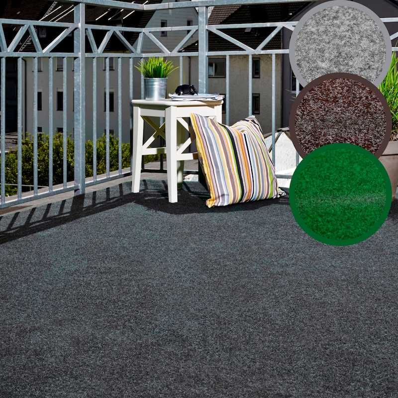 ANDIAMO Kunstrasen »Aberdeen, Made in Belgium« rechteckig 10 mm Höhe aus Nadelfilz, mit Drainagenoppen, für Balkon, Terasse, Wintergarten anthrazit...