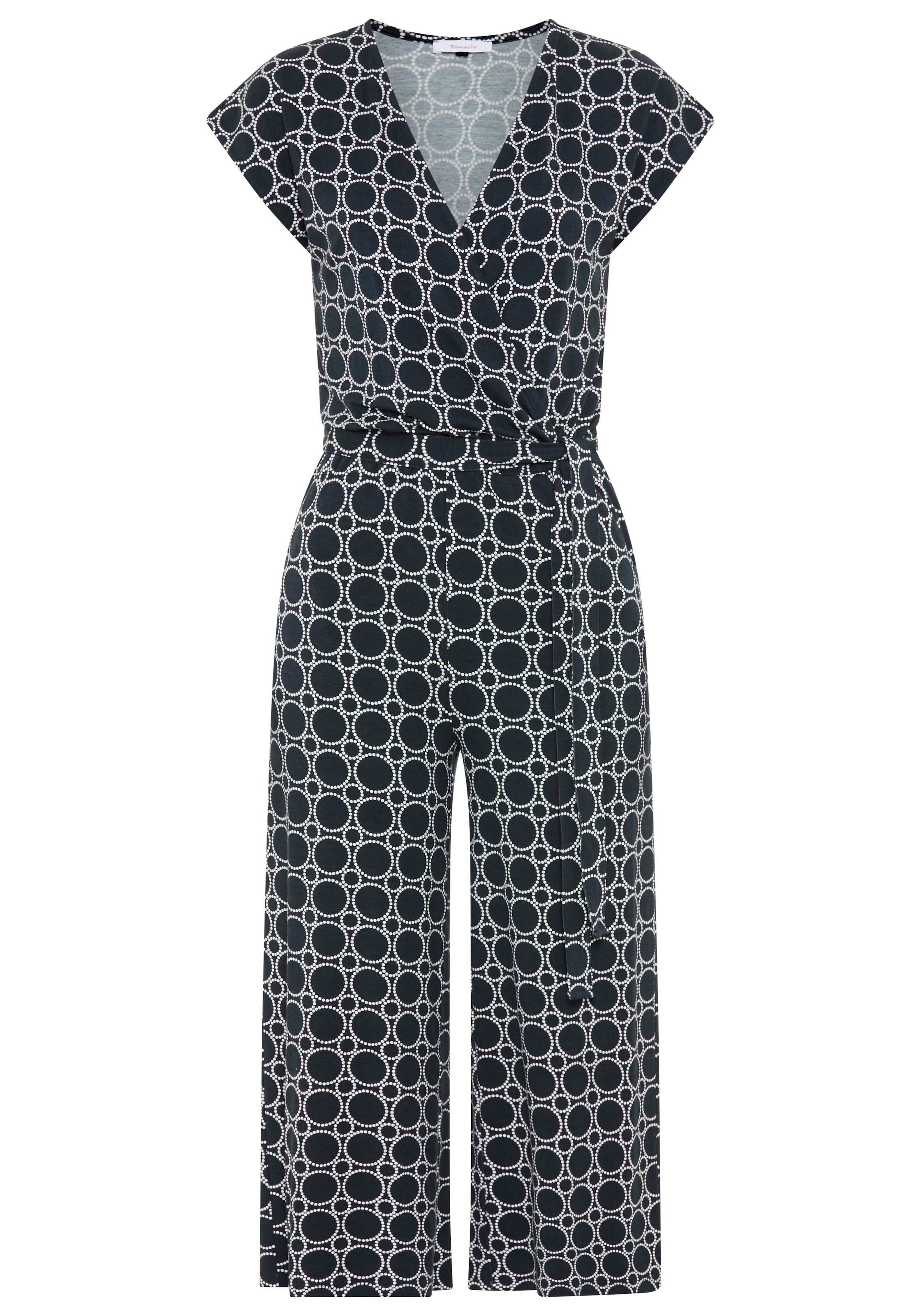 Tamaris Culotte-Overall mit Bindegürtel und modernem Muster