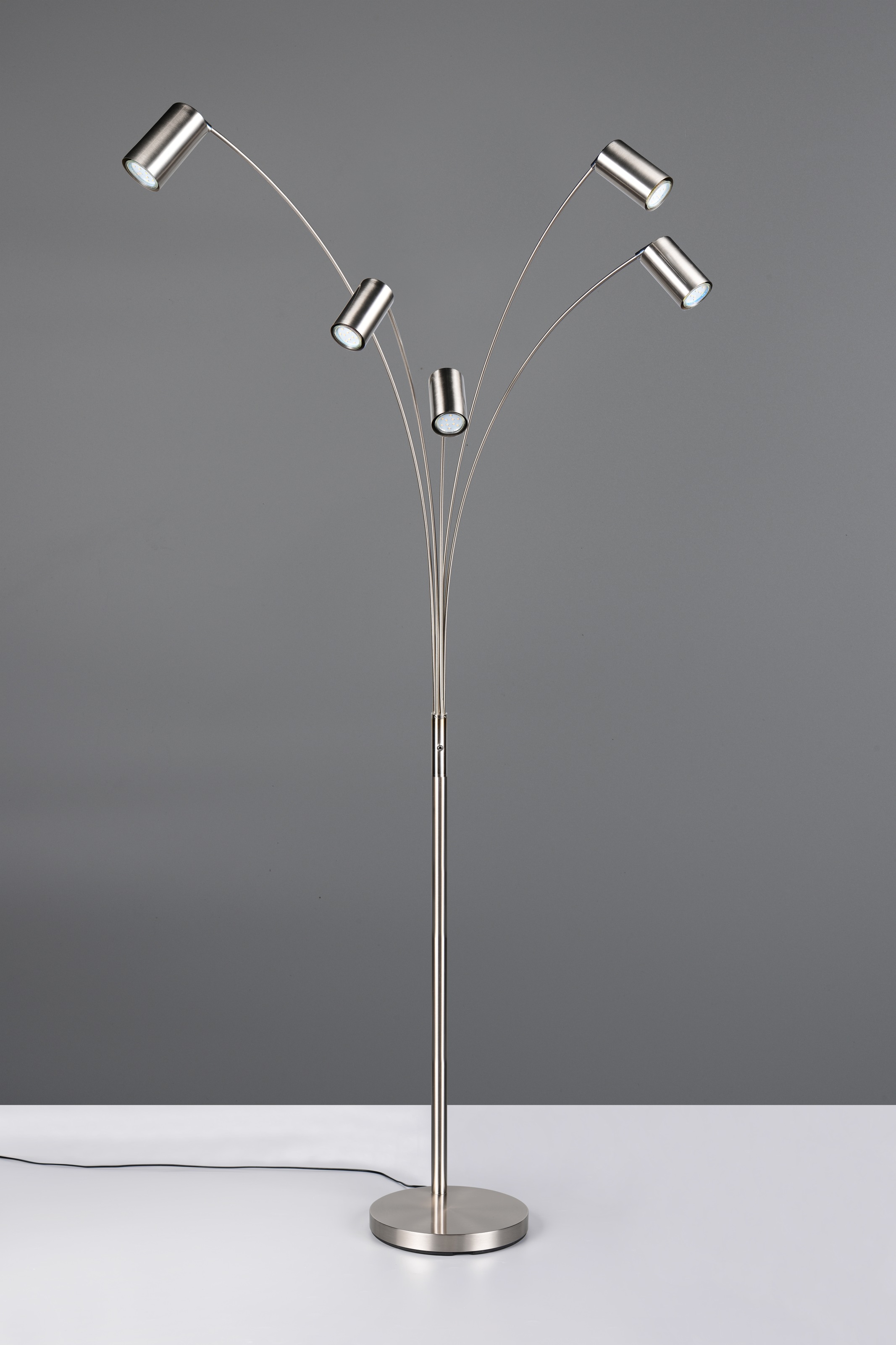 TRIO Leuchten Stehlampe »MARLEY, 5-flammige Bogenleuchte, exkl 5x GU10 max 10W, Kippschalter«, 5 flammig, Leuchtmittel GU10 | Leuchtmittel wechselbar, Höhe 200 cm, Leuchtenarme flexibel verstellbar Leseleuchte Stehleuchte