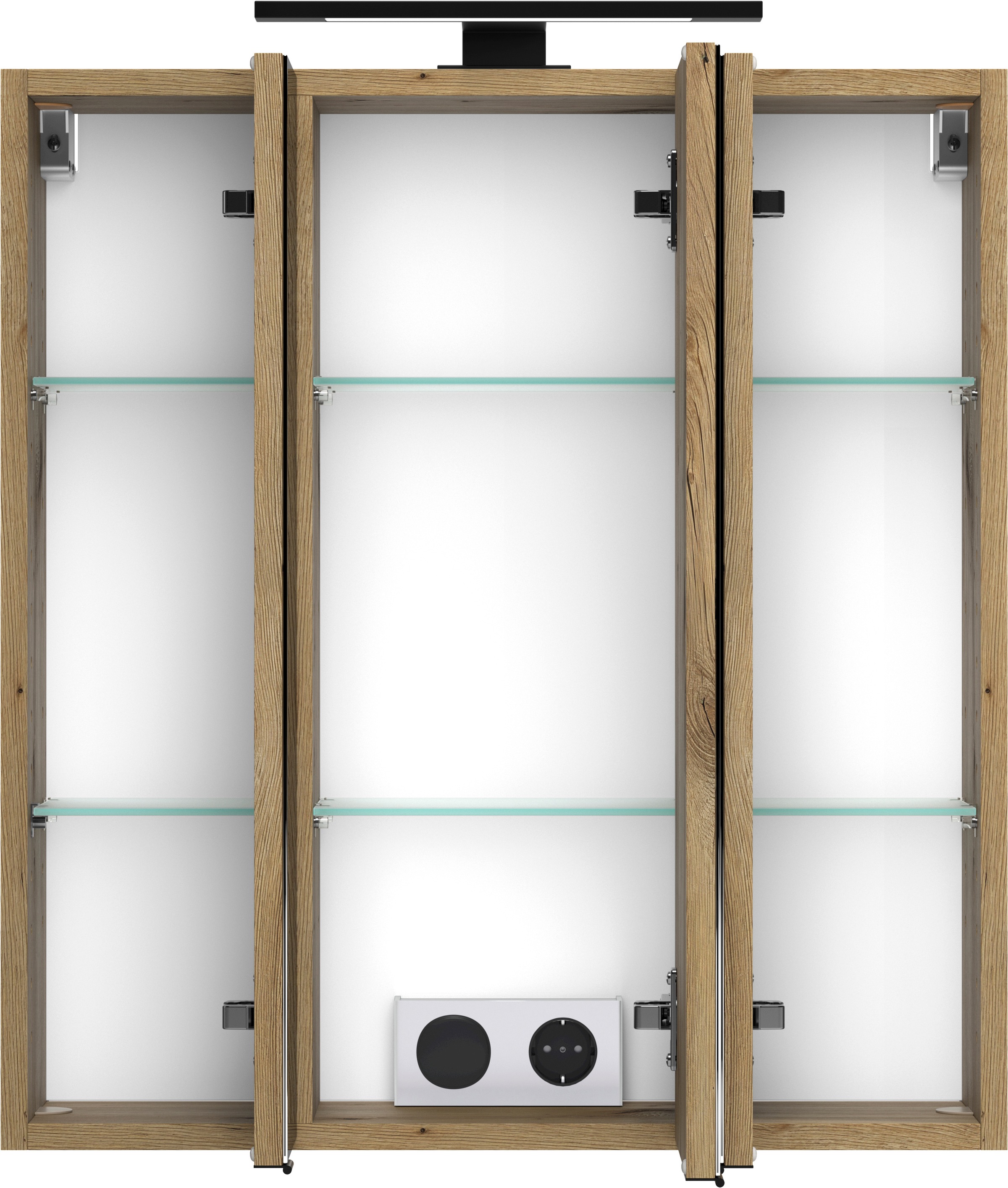 welltime Badezimmerspiegelschrank »CADIZ, gedämpfte Scharniere« Rundumsicht, dank besonderer Klapptechnik