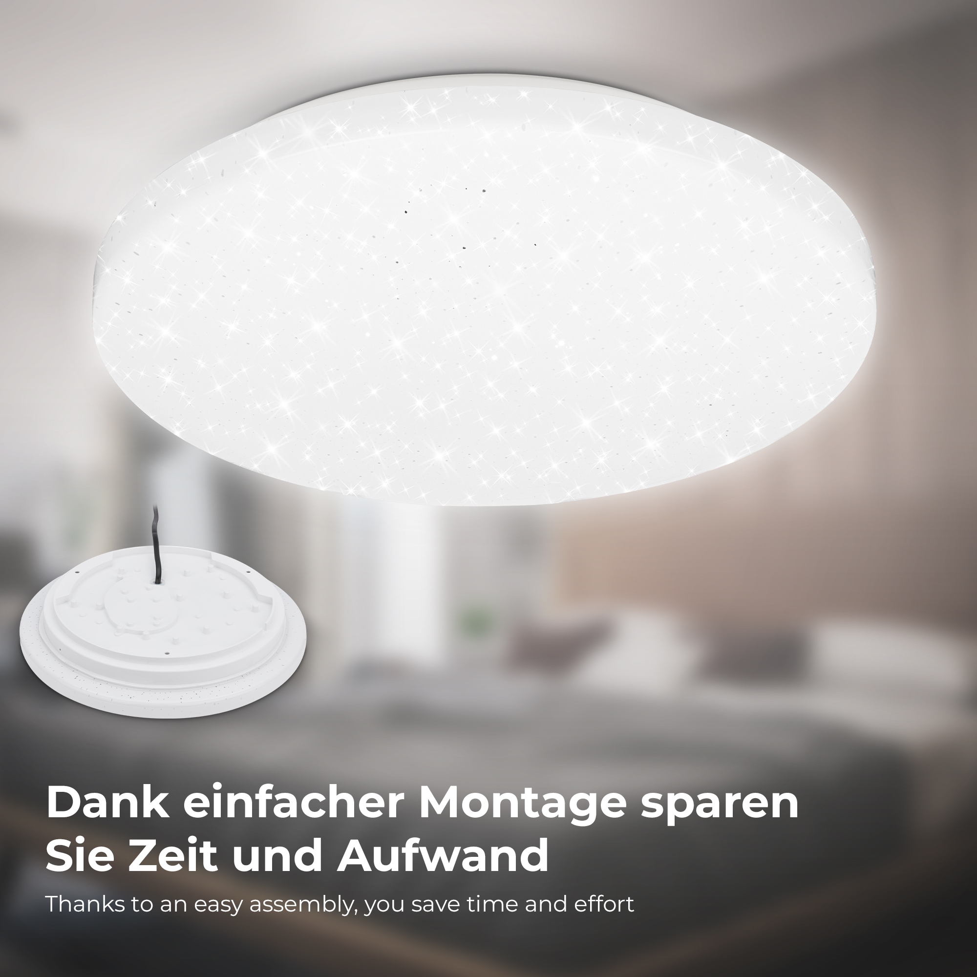 B.K.Licht LED Deckenleuchte »LED Bad Deckenleuchte IP44 mit Sternenhimmel«, 1 flammig, Leuchtmittel LED-Modul | LED fest integriert, inkl. 1 x LED-Platine 12W 1300lm 4000K IP44