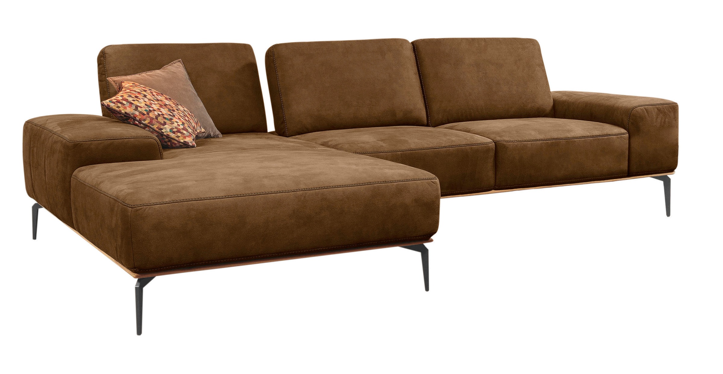W.SCHILLIG Ecksofa »run, Designsofa mit tollem Sitzkomfort, bequem, L-Form«, mit Holzsockel, Füße in Schwarz pulverbeschichtet, Breite 319 cm