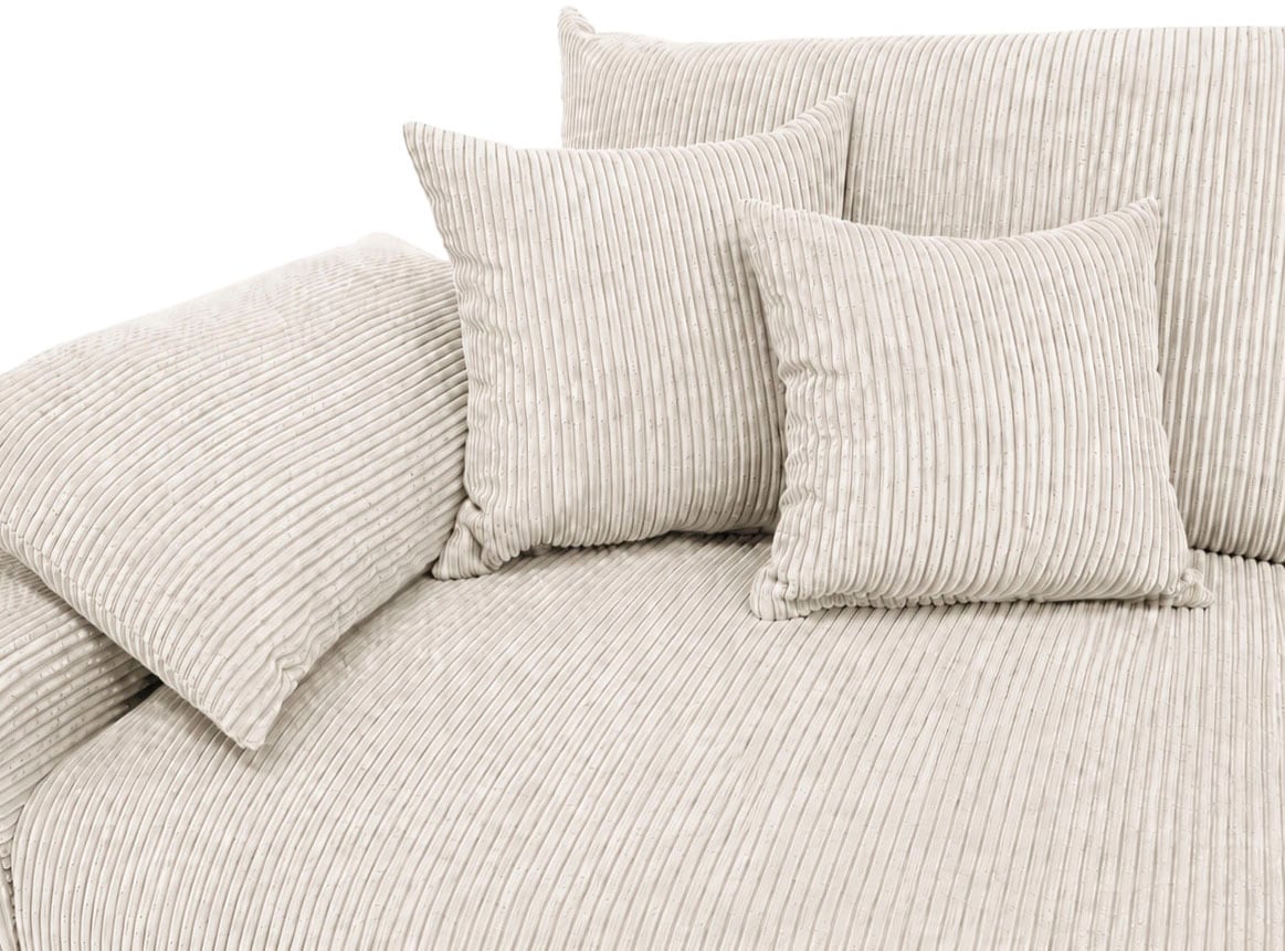 OTTO home Ecksofa »Amici L-Form, B: 302 cm, Mega-Sofa in Boucle und Cord« Couch mit Federkern & 6 Zierkissen, frei stellbar
