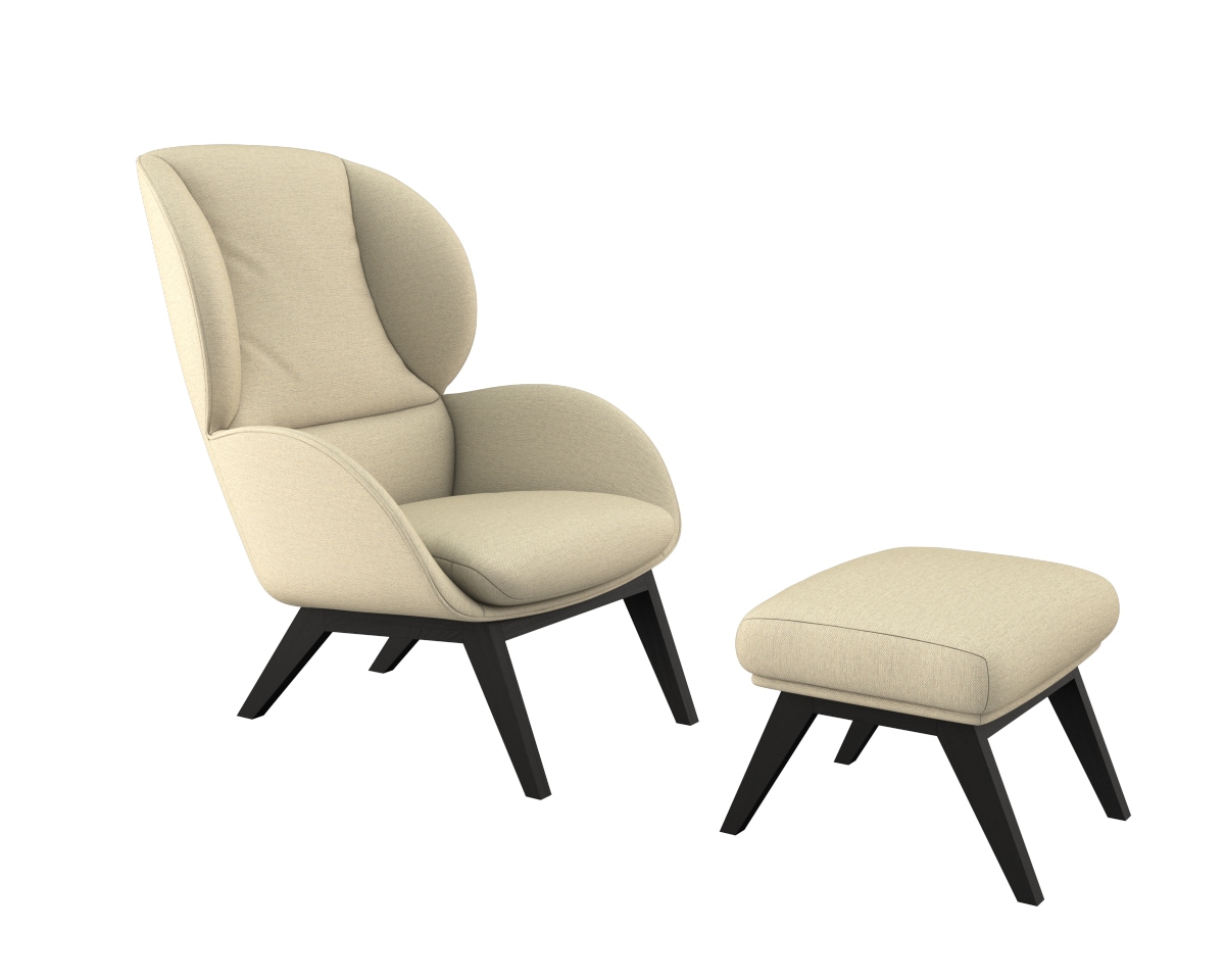FLEXLUX Polsterhocker »Adria«, Fuß schwarz, Fußhocker für Ohrensessel