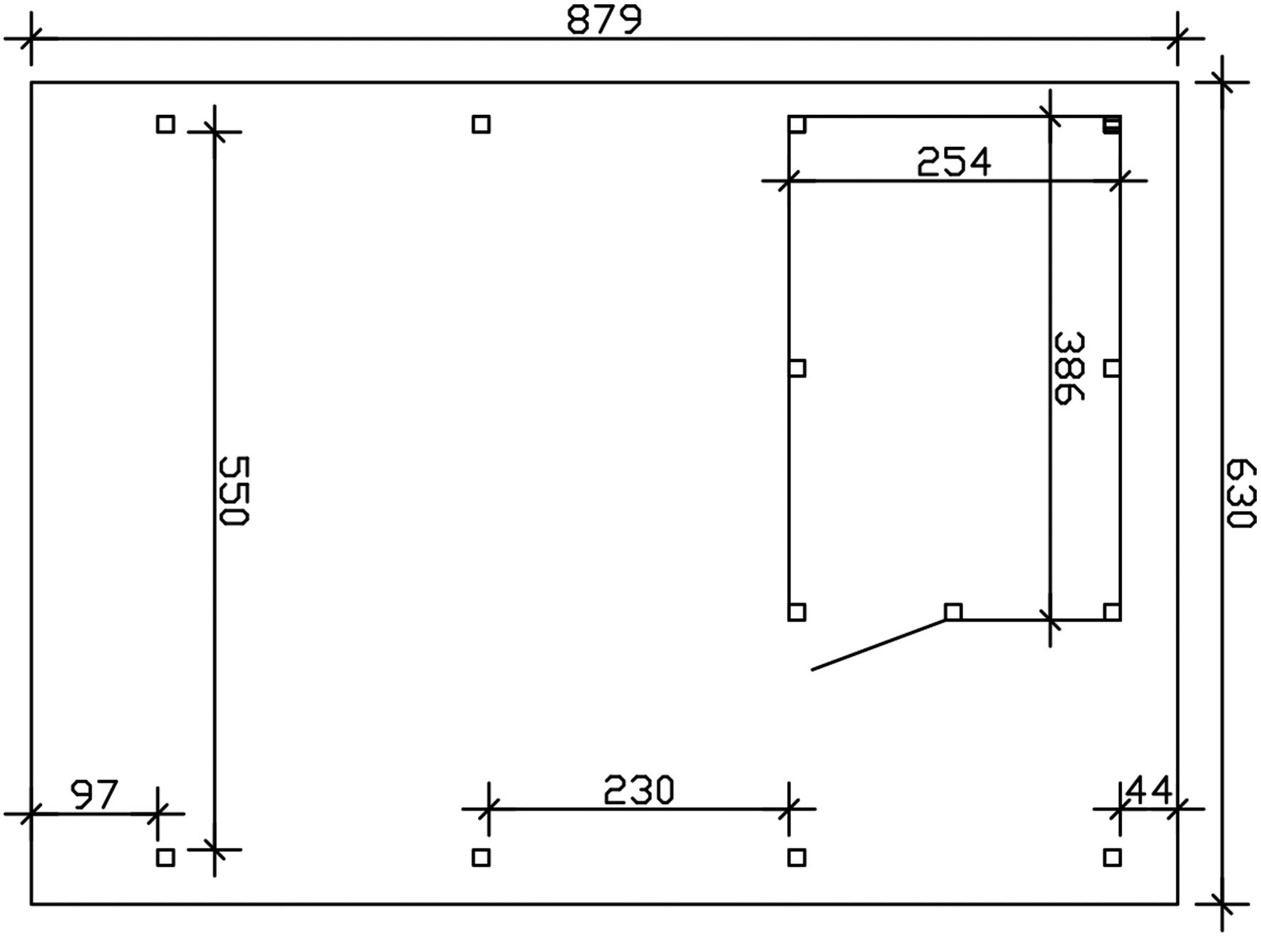 Skanholz Doppelcarport »Wendland«, Leimholz-Fichte, 550 cm, Eiche hell, mit Abstellraum mit EPDM-Dach, rote Blende