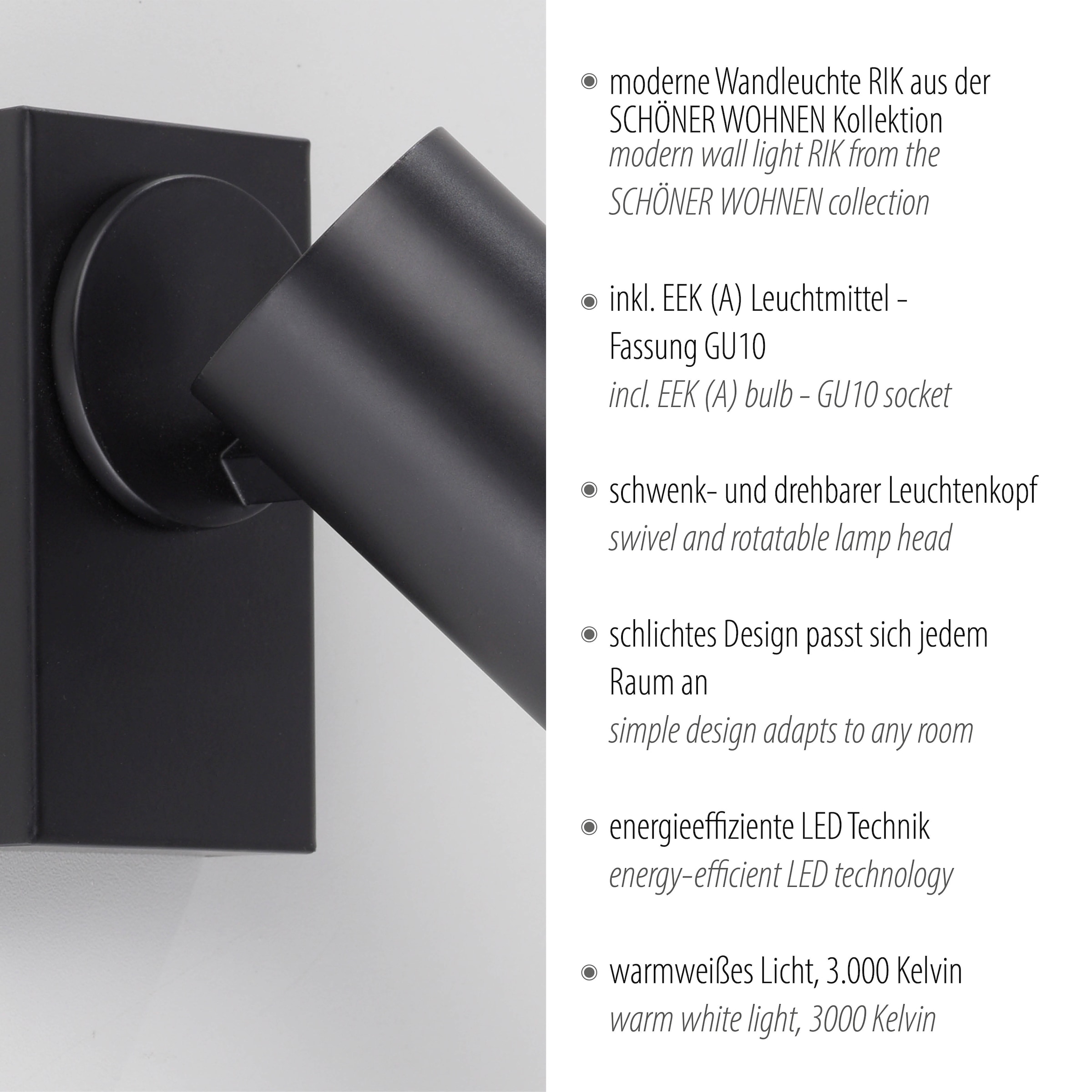 SCHÖNER WOHNEN-Kollektion LED Deckenleuchte »RIK« GU10 1 Stk. Warmweiß SCHÖNER WOHNEN Kollektion, dreh- und schwenkbar