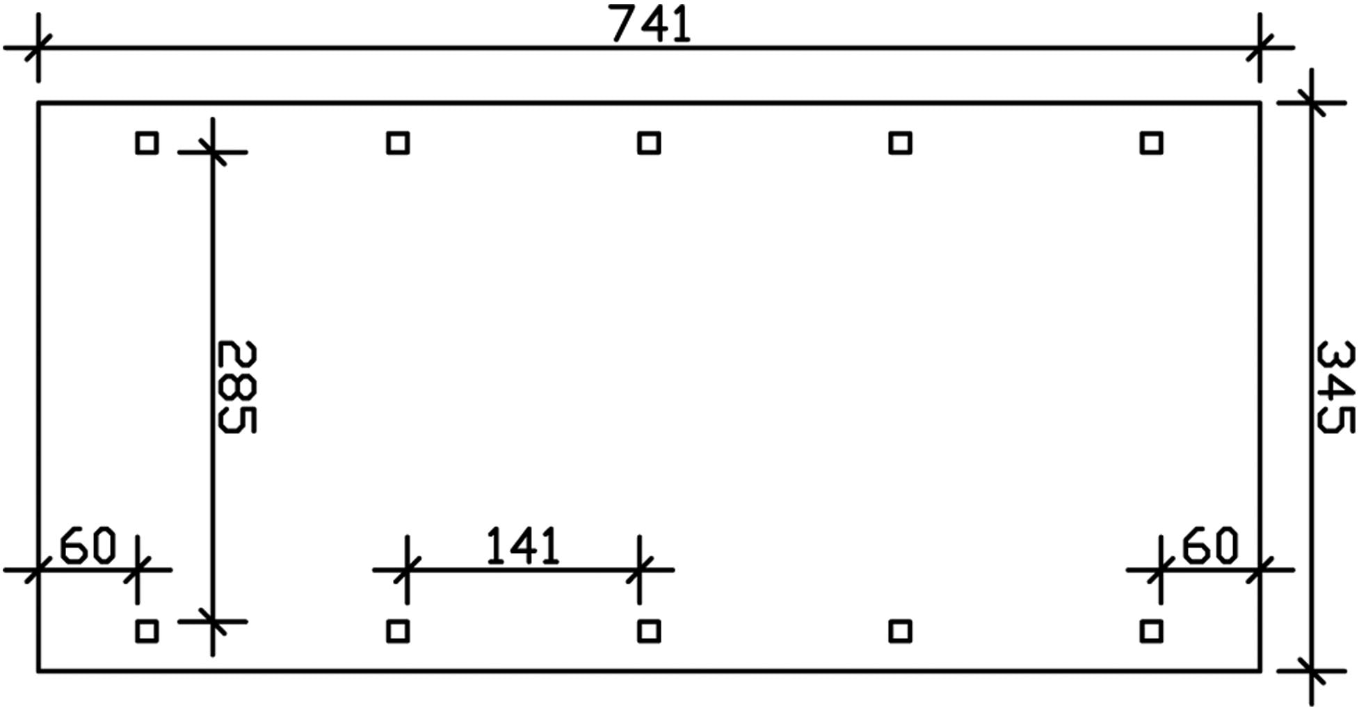 Skanholz Einzelcarport »Spreewald«, Nadelholz, 285 cm, Nussbaum, mit EPDM-Dach, rote Blende