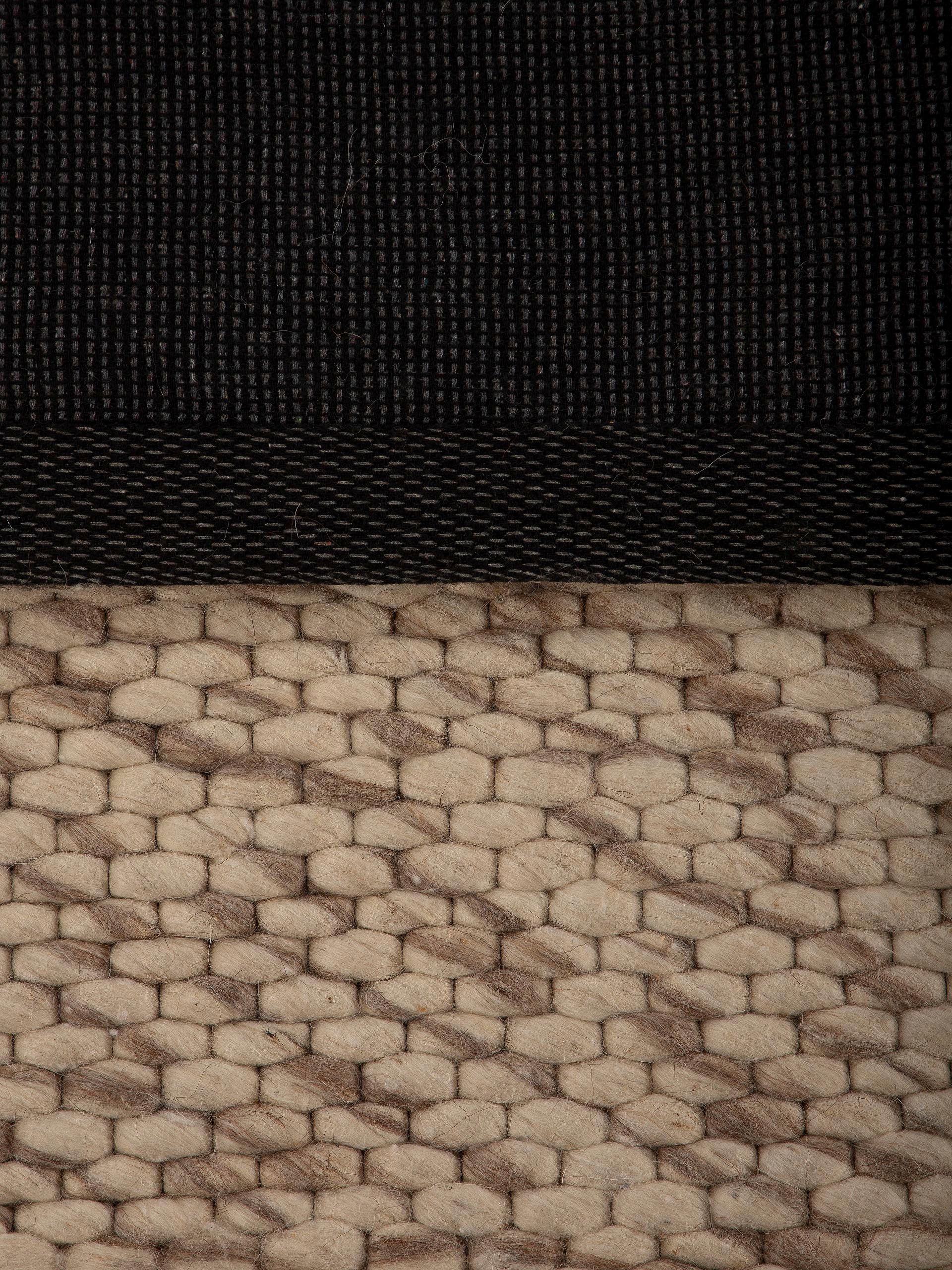 carpetfine Wollteppich »Sina«, rund, 14 mm Höhe, grobe Struktur, Zeitloses Design, reine Wolle, Wohnzimmer
