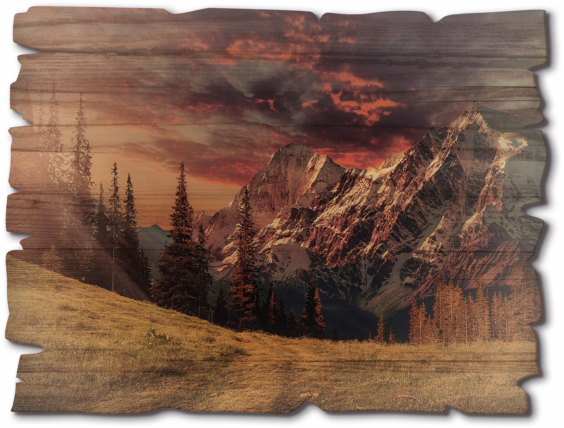 Artland Holzbild »Alpines Hochland« Berge & Alpenbilder 1 Stk. tlg. günstig online kaufen