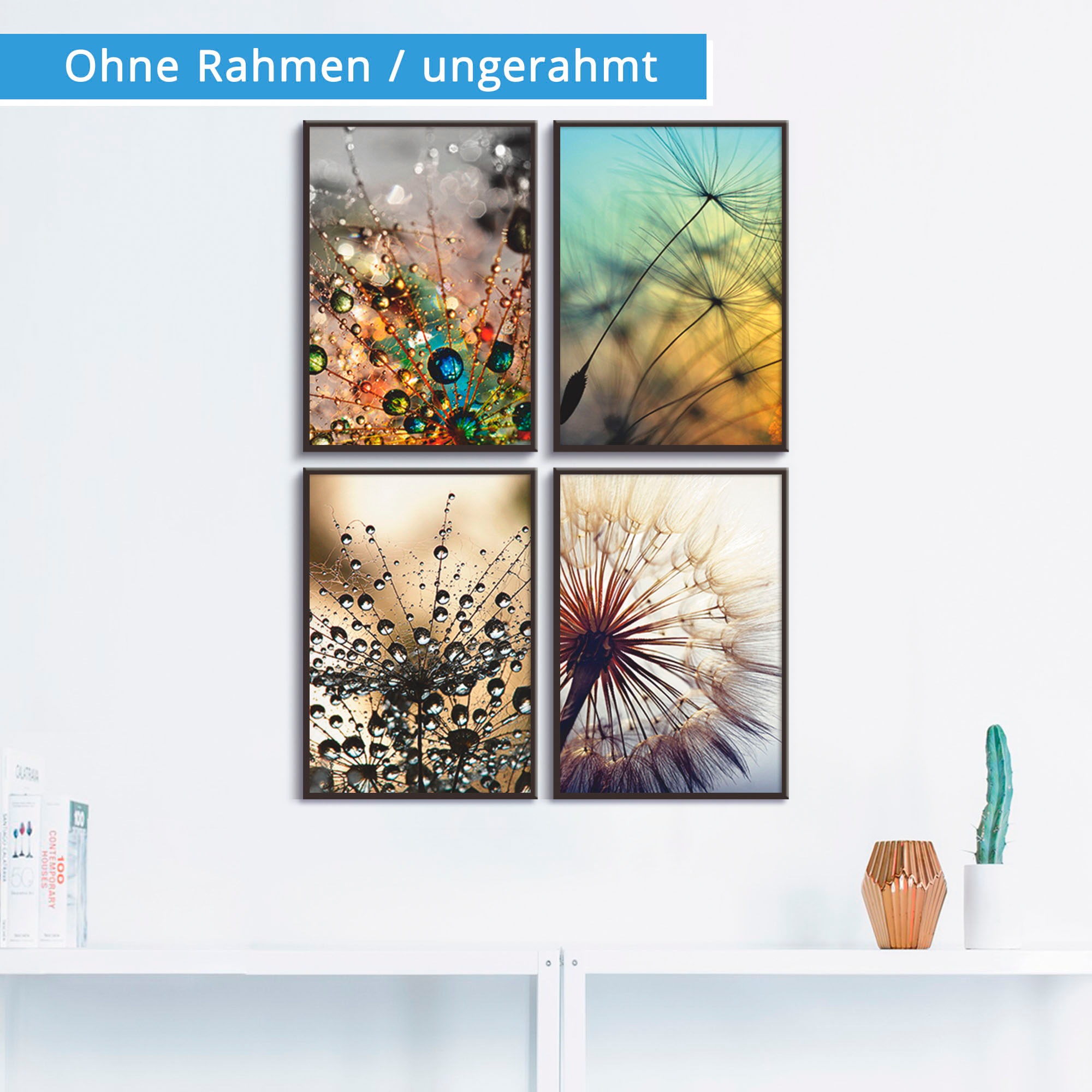 Artland Poster »Pusteblume,Nahaufnahme Löwenzahn«, Blumen, (4 St.), Poster, günstig online kaufen