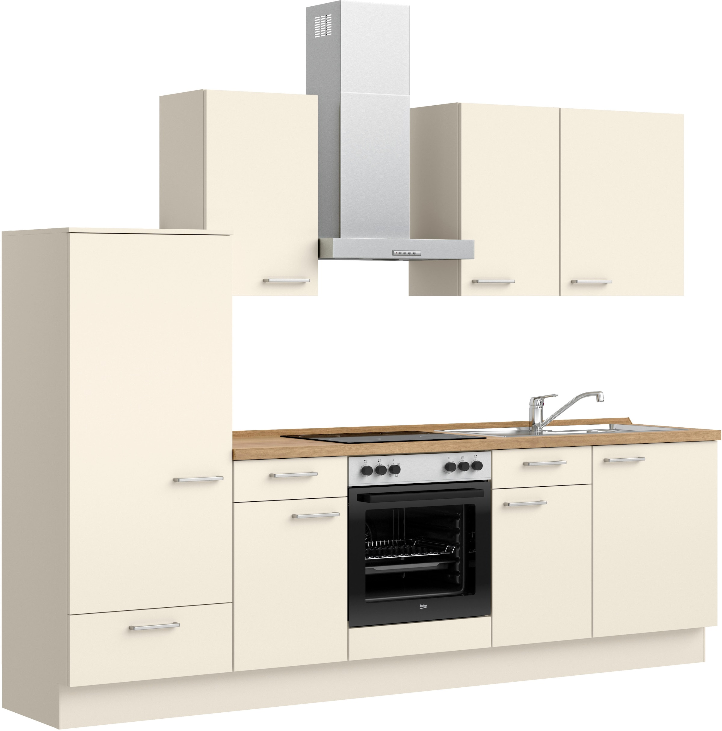 nobilia® Küchenzeile »"Touch I", NEU: individuell anpassbar mit gratis Profi-Beratung« vormontiert, Breite 270 cm, Ausrichtung wählbar, wahlw. mit E-Geräten