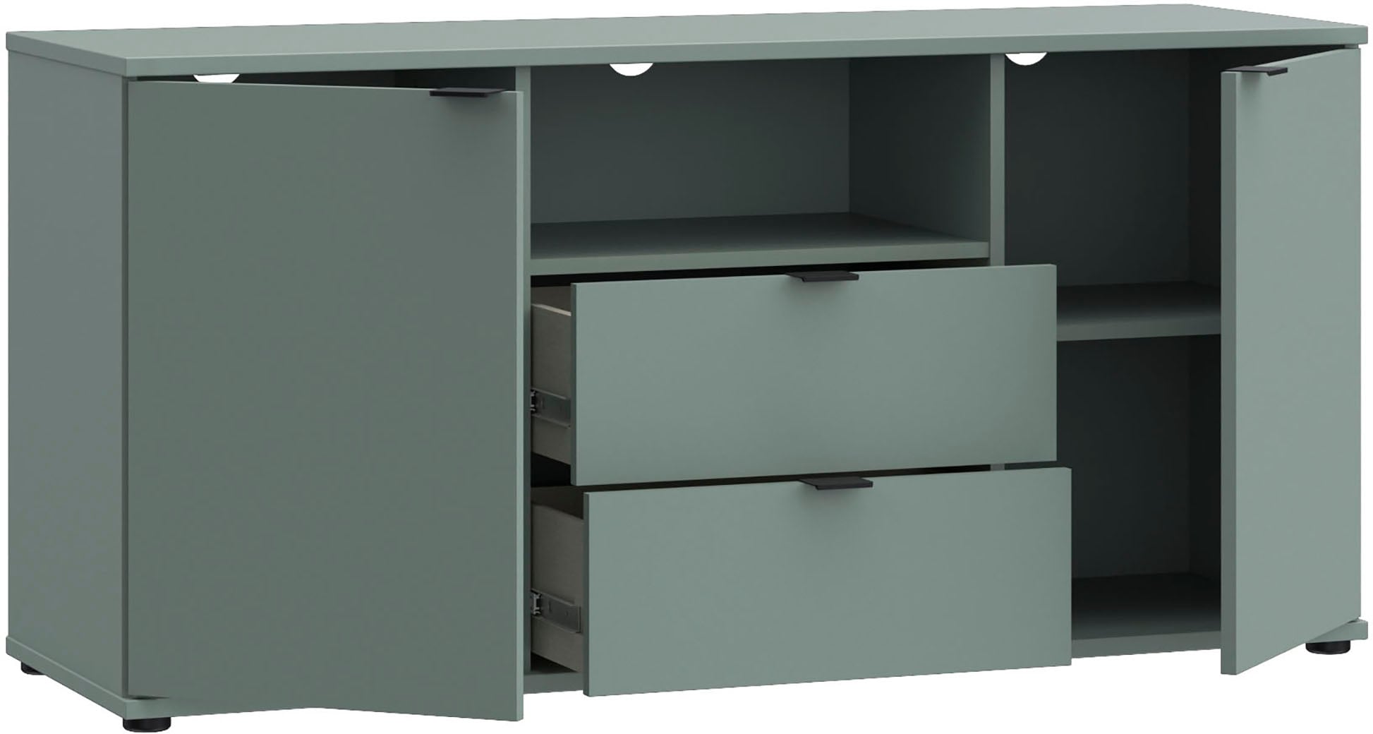 FORTE Lowboard »Ganymede«, (Breite 129,8cm), TV Board, Stauraum, Schublade; Metallgriffe, Kabelführung