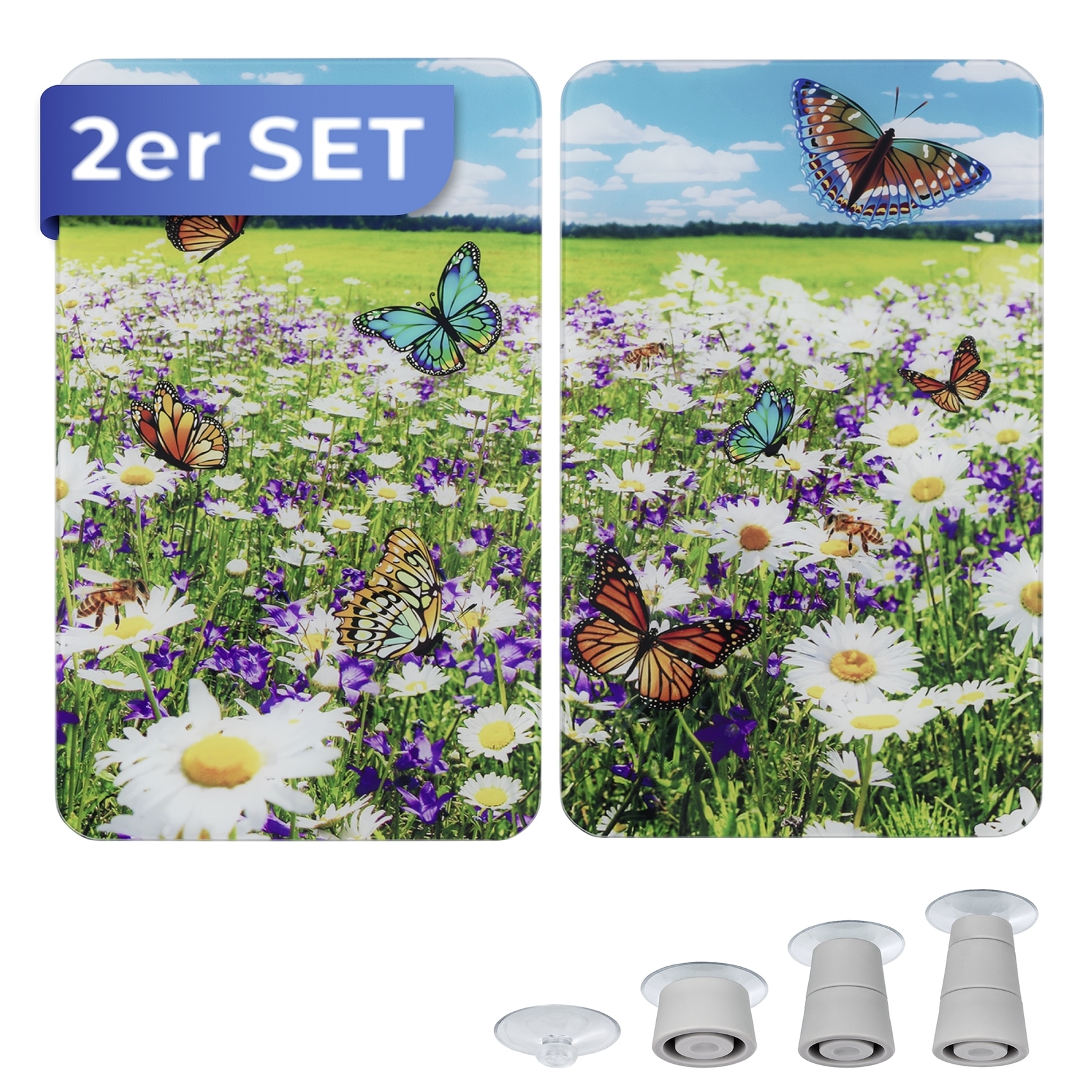 Maximex Herd-Abdeckplatte »Universal Modell Sommerwiese«, (Set, 2 tlg.), Herdabdeckung für alle Herdarten, kratzfest, mit rutschfesten Füßen
