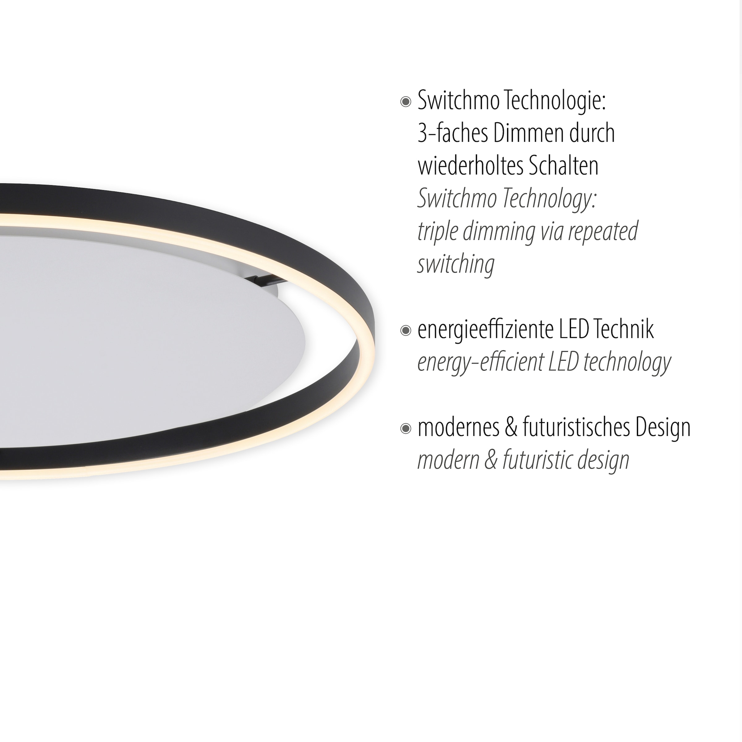 JUST LIGHT Deckenleuchte »RITUS«, 1 flammig, Leuchtmittel LED-Board | LED fest integriert, LED, dimmbar, Switchmo, dimmbar, Switchmo