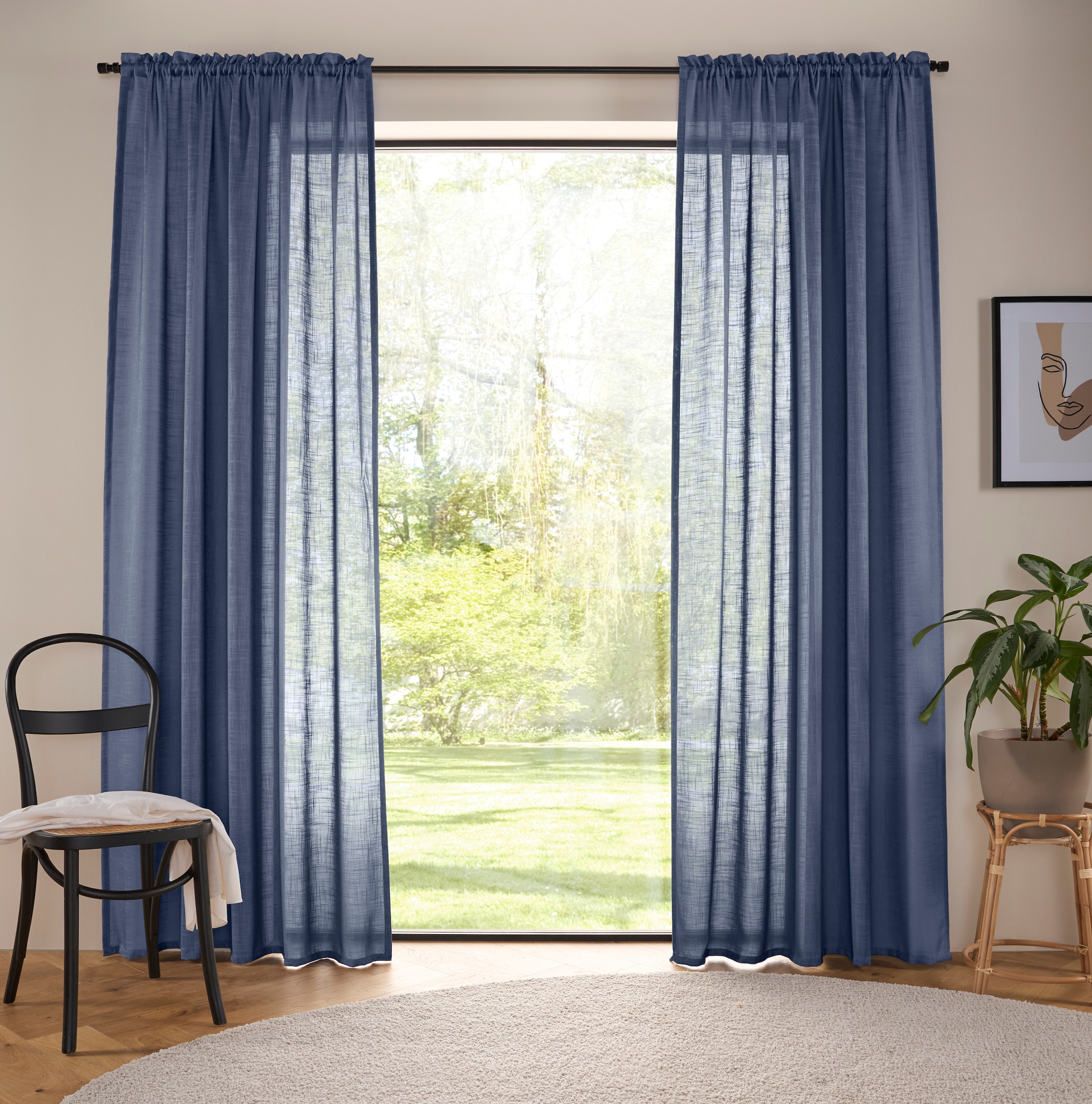 LeGer Home by Lena Gercke Gardine »Marusha, Leinenoptik, halbtransparent, 1er & 2er Pack, Topseller!« Stangendurchzug 2 Stk. tlg. Leinenoptik, grob gewebt, verschiedene Größen,