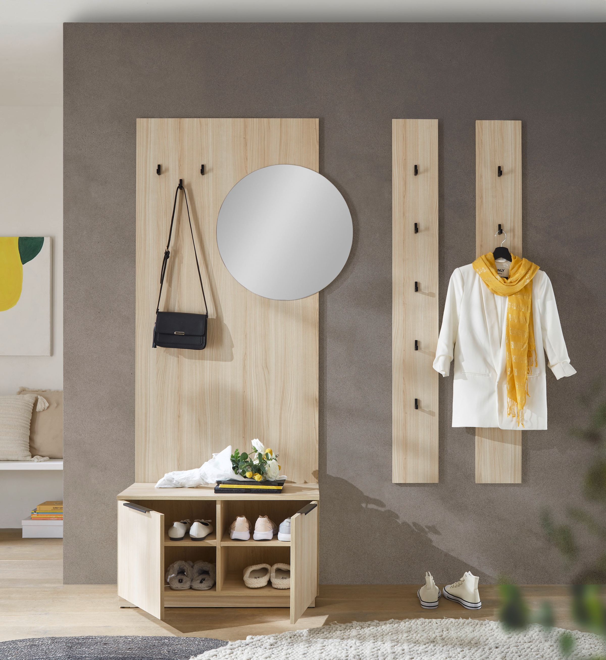 HBZ Kompaktgarderobe »Jimmy, Melaminbeschichtung, Griffleiste« 1 Stk. tlg. Breite 210cm, 4 Komponenten, Melaminbeschichtung