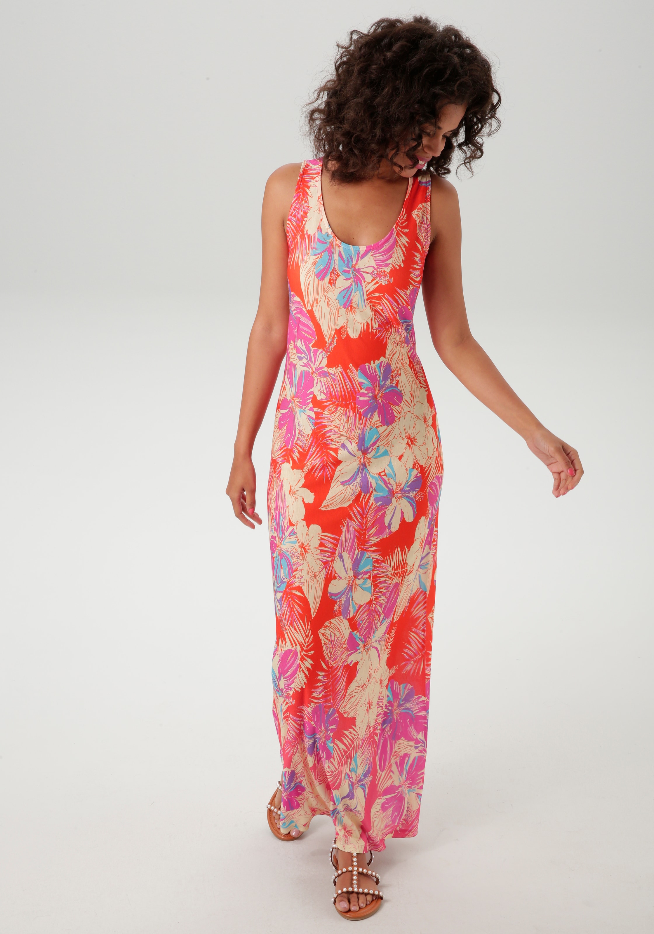 Aniston CASUAL Sommerkleid, mit farbenfrohen Blumendruck - jedes Teil ein Unikat