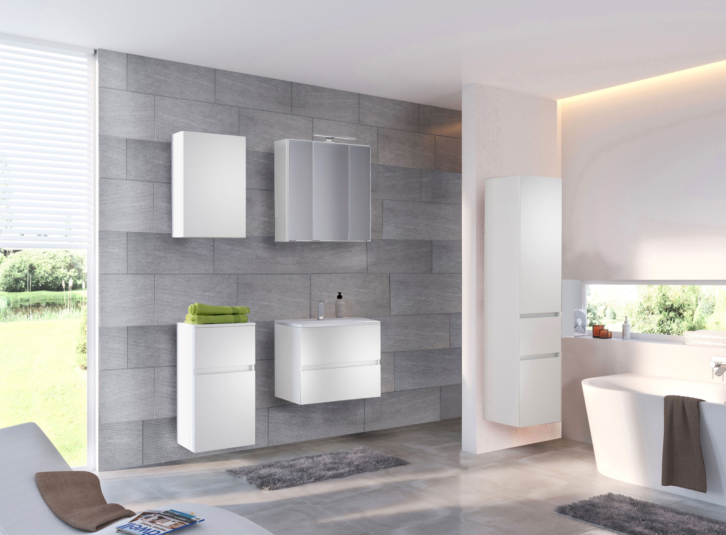 welltime Badmöbel-Set »Welltime Möbel Baabe Waschtisch-Set 3tlg. oder 5tlg. günstig online kaufen