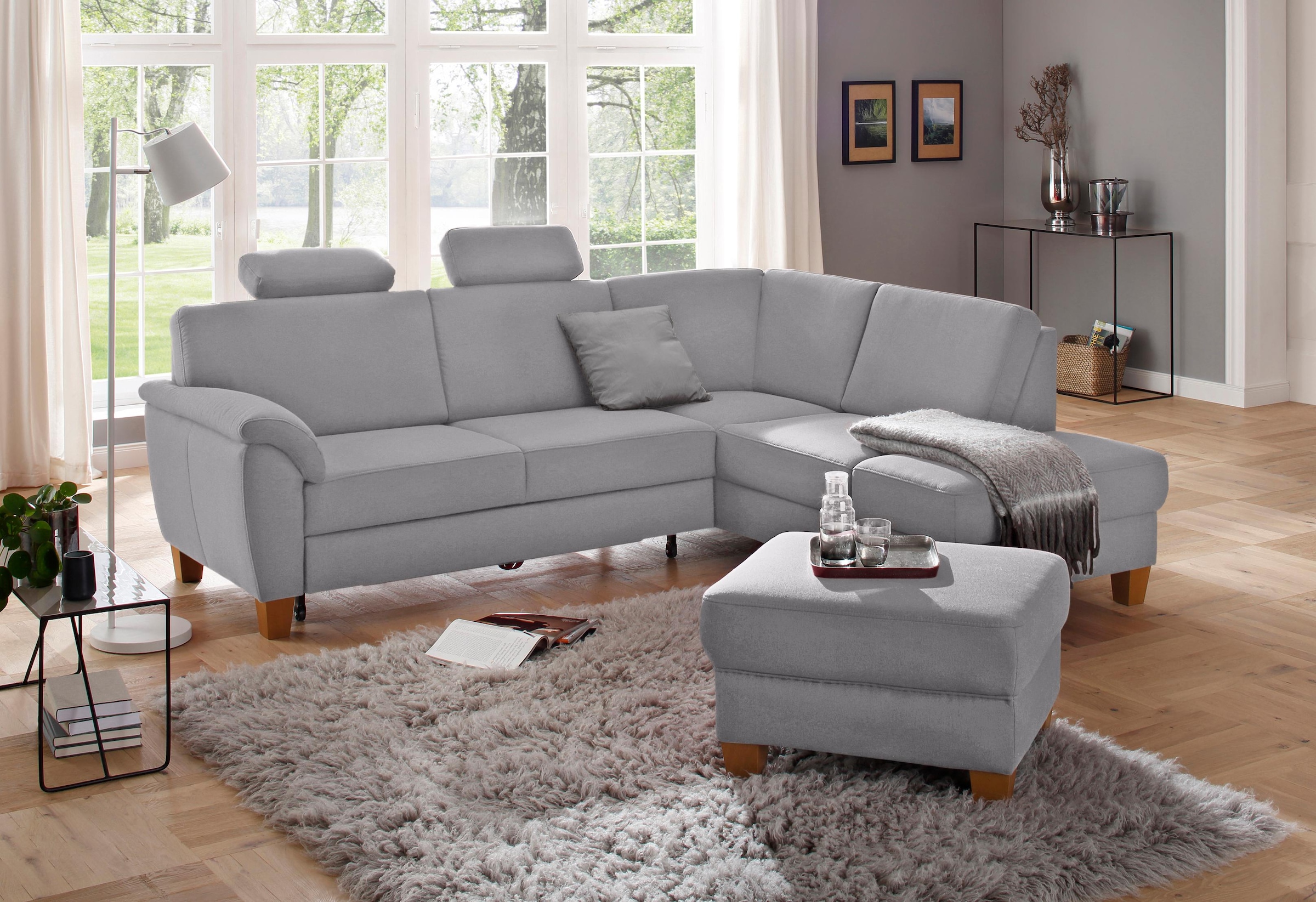 Home affaire Ecksofa »Alta L-Form«, mit Federkern und Kontrastnaht, Füße Bu günstig online kaufen