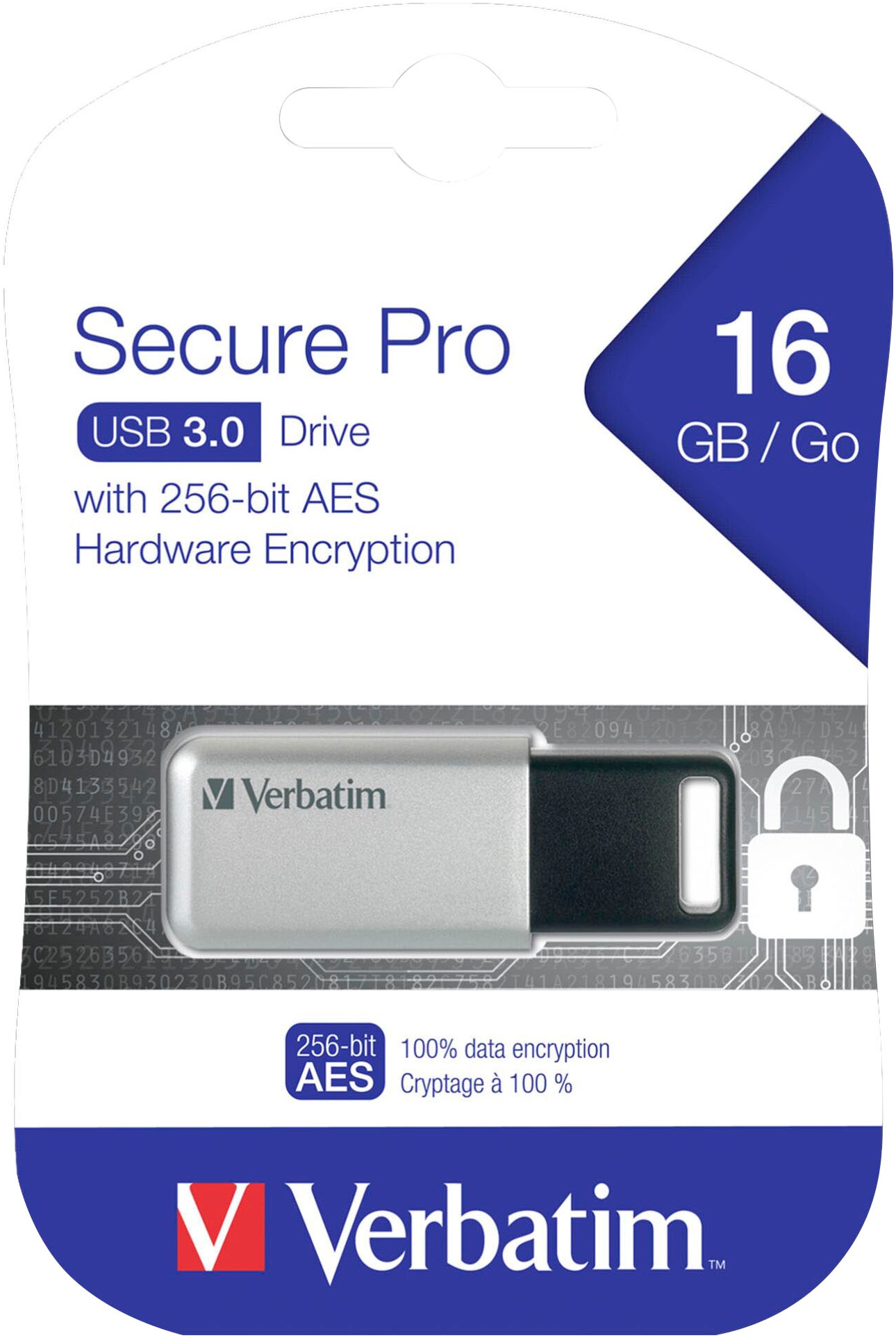Verbatim USB-Stick »Secure Data Pro 16GB USB 3.0«, (USB 2.0 Lesegeschwindigkeit 100 MB/s)